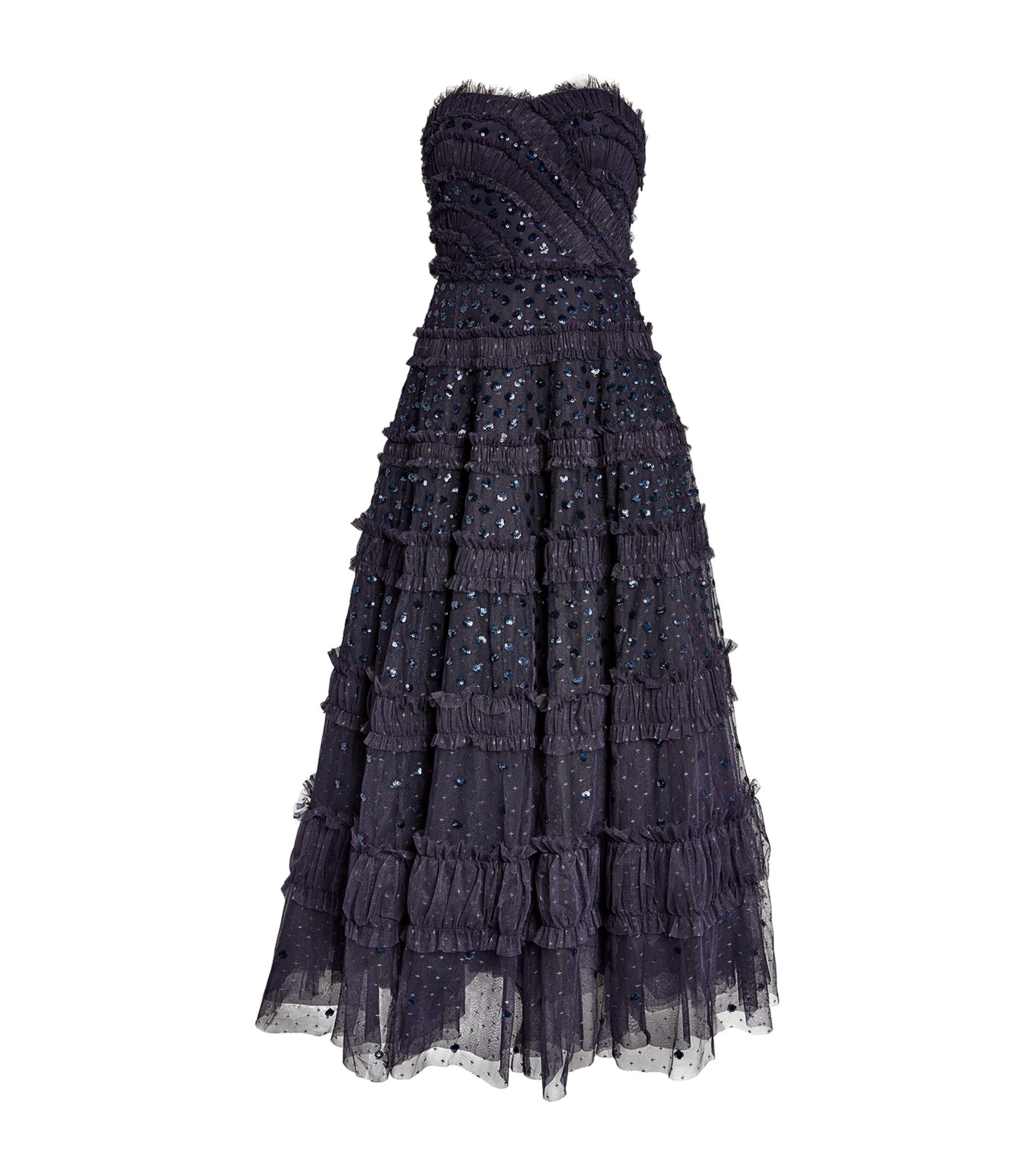 needle & thread deconstructed sequin evening dress Black Blue Burgundy Long Lace Prom Dresses, Long Lace Formal Evening Dresses main image 1