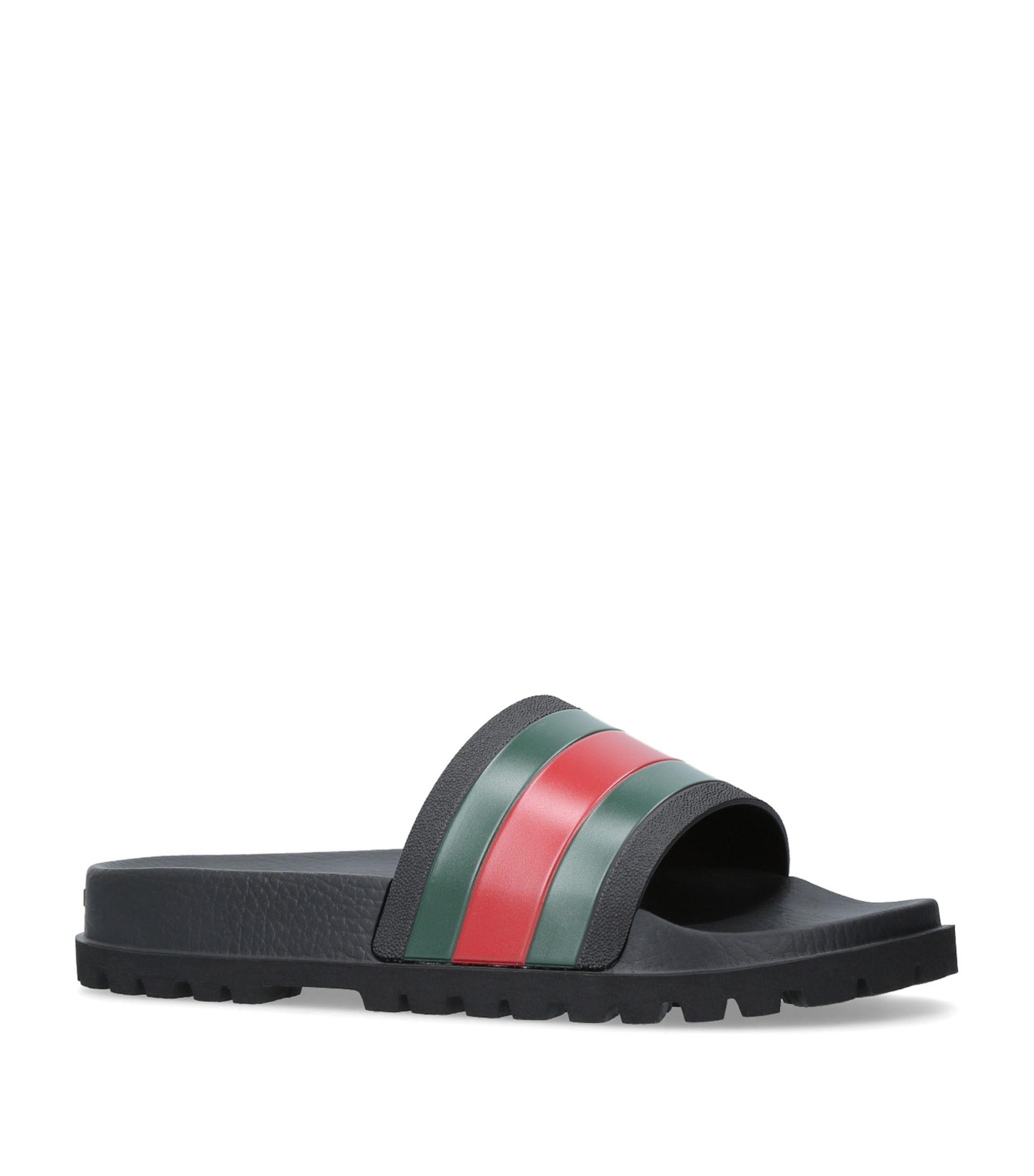 Gucci Pursuit Striped Rubber Sliders in Black/Green-Red (Black) for Men - Save 42% - Lyst