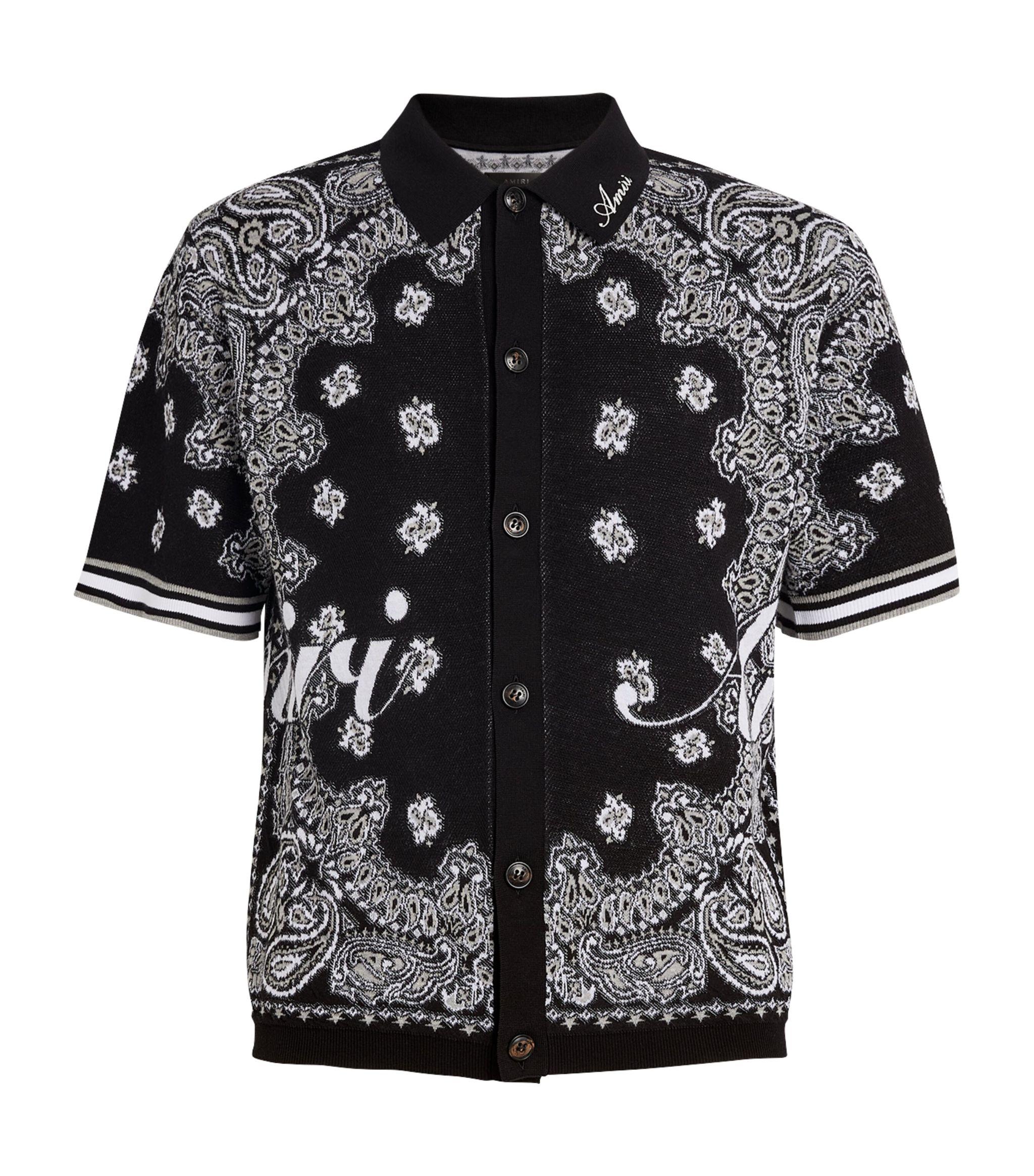 Black Bandana Button Up Shirt