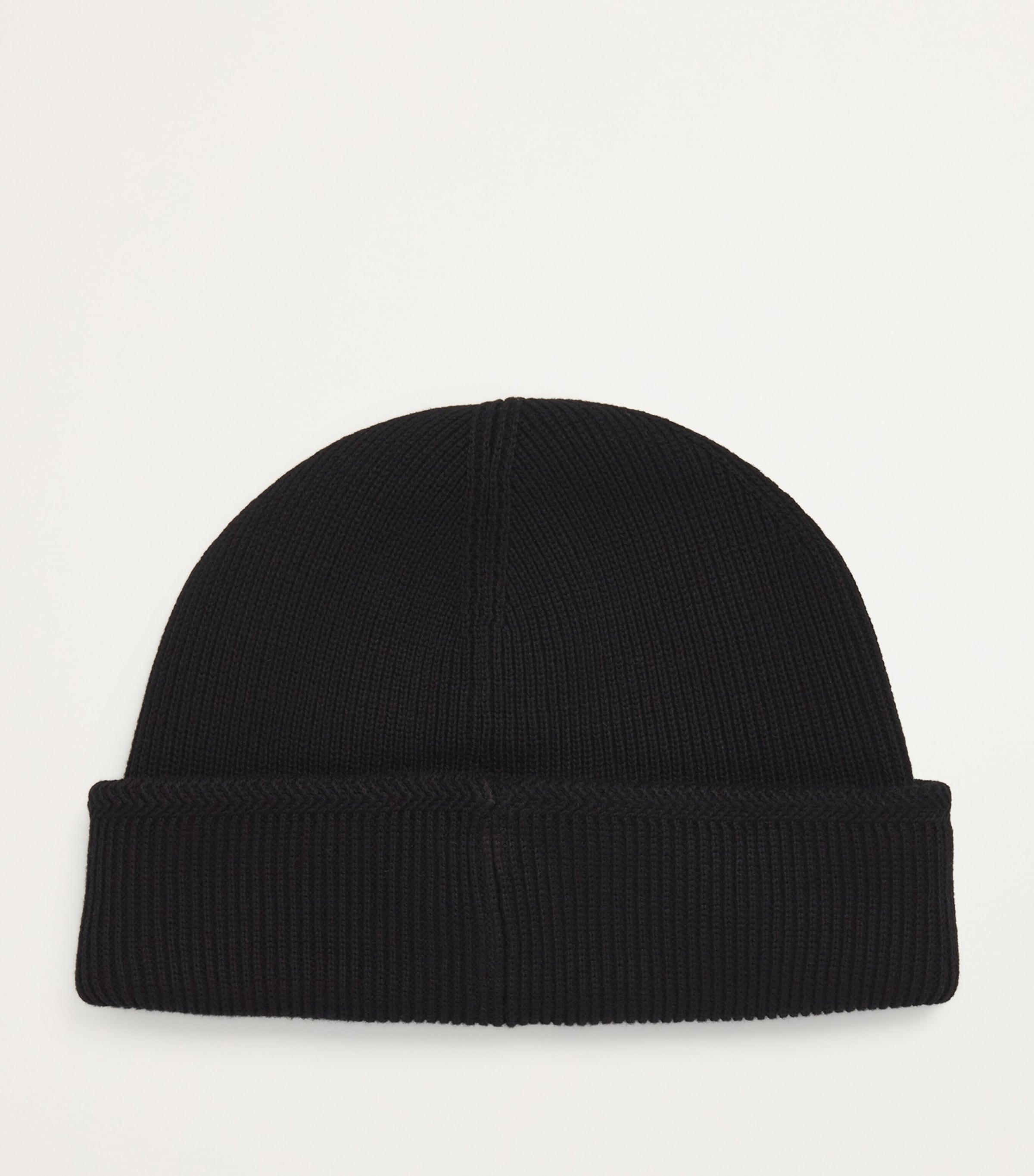Stone Island Cotton Badge Ribbed Beanie in Black for Men Lyst UK