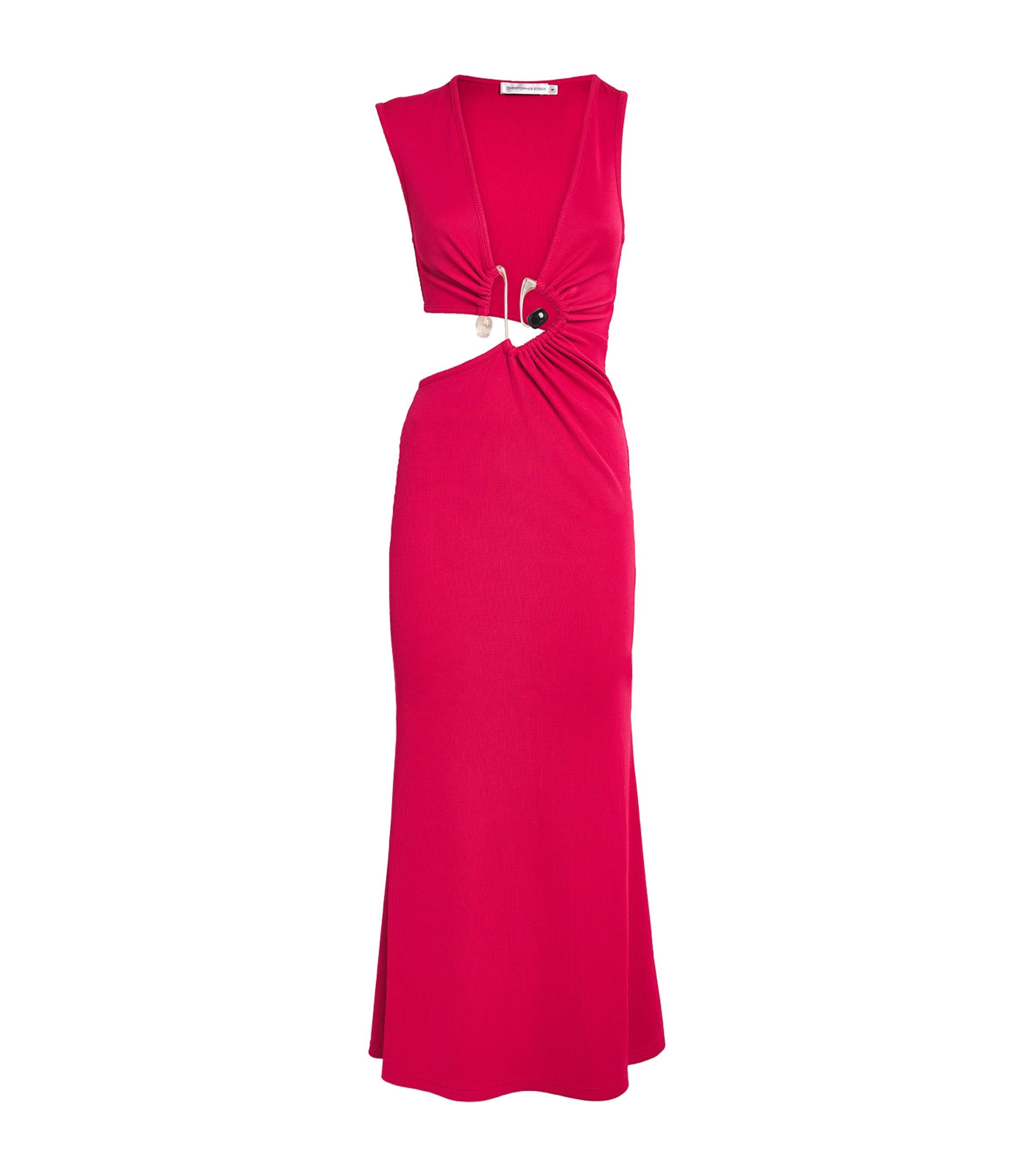 Christopher Esber Spiral Crystal Cut-Out Maxi Dress in Pink | Lyst