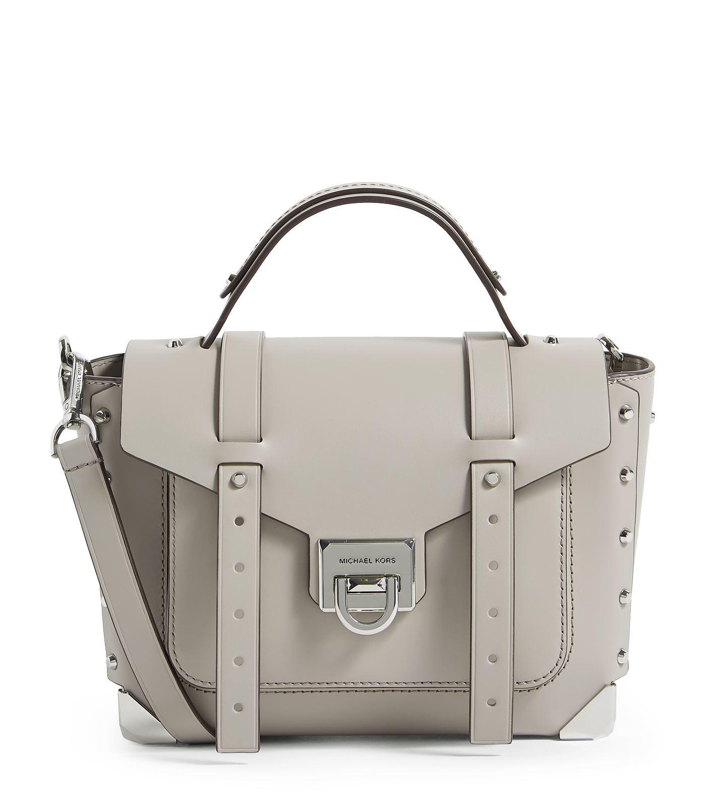 MICHAEL Michael Kors Medium Leather Manhattan Cross Body Bag in Grey ...