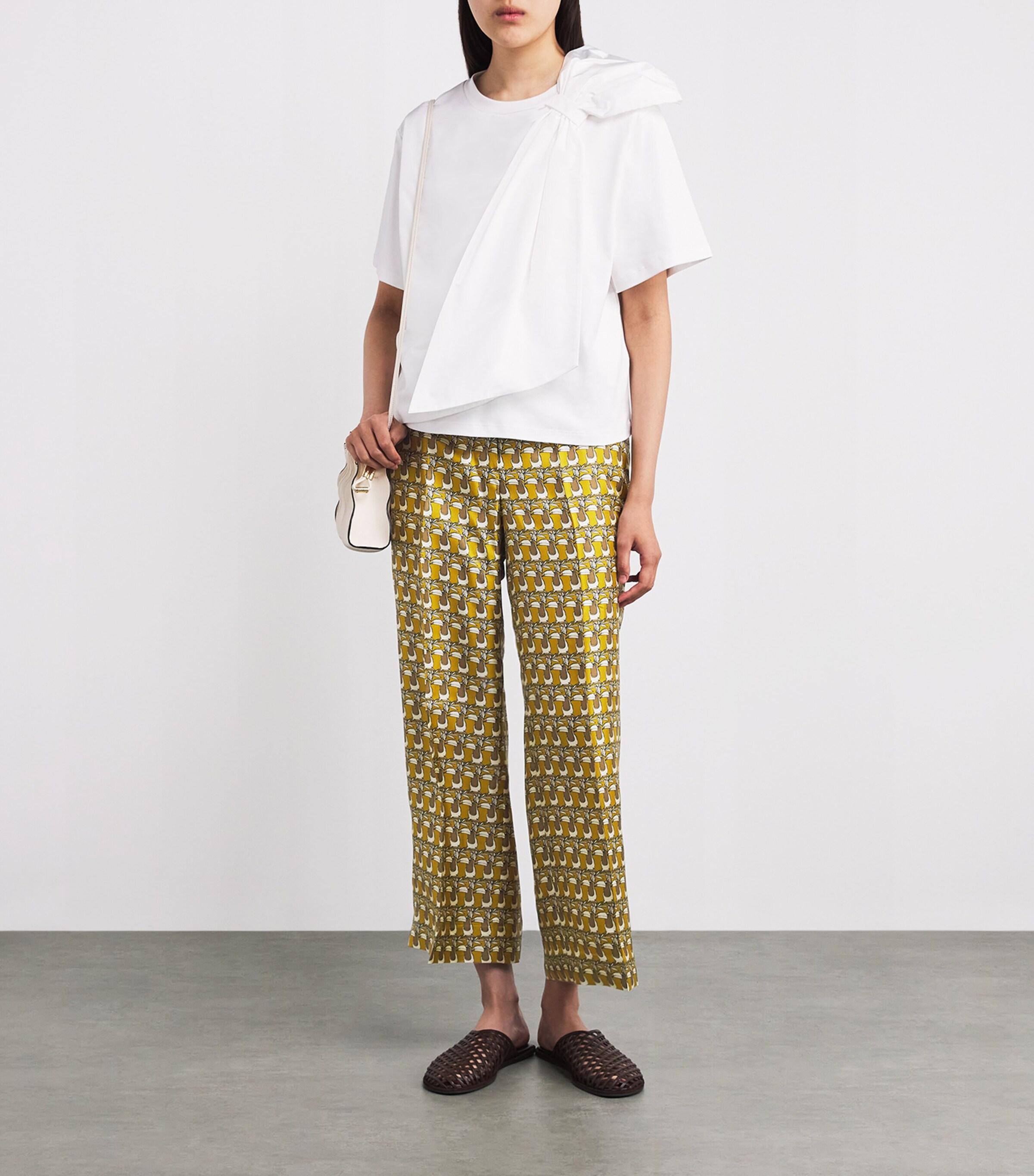 パンツ Max Mara Floral Patterned Yellow Silk Trousers Max Mara Silk Printed Trousers in Yellow | Lyst Canada