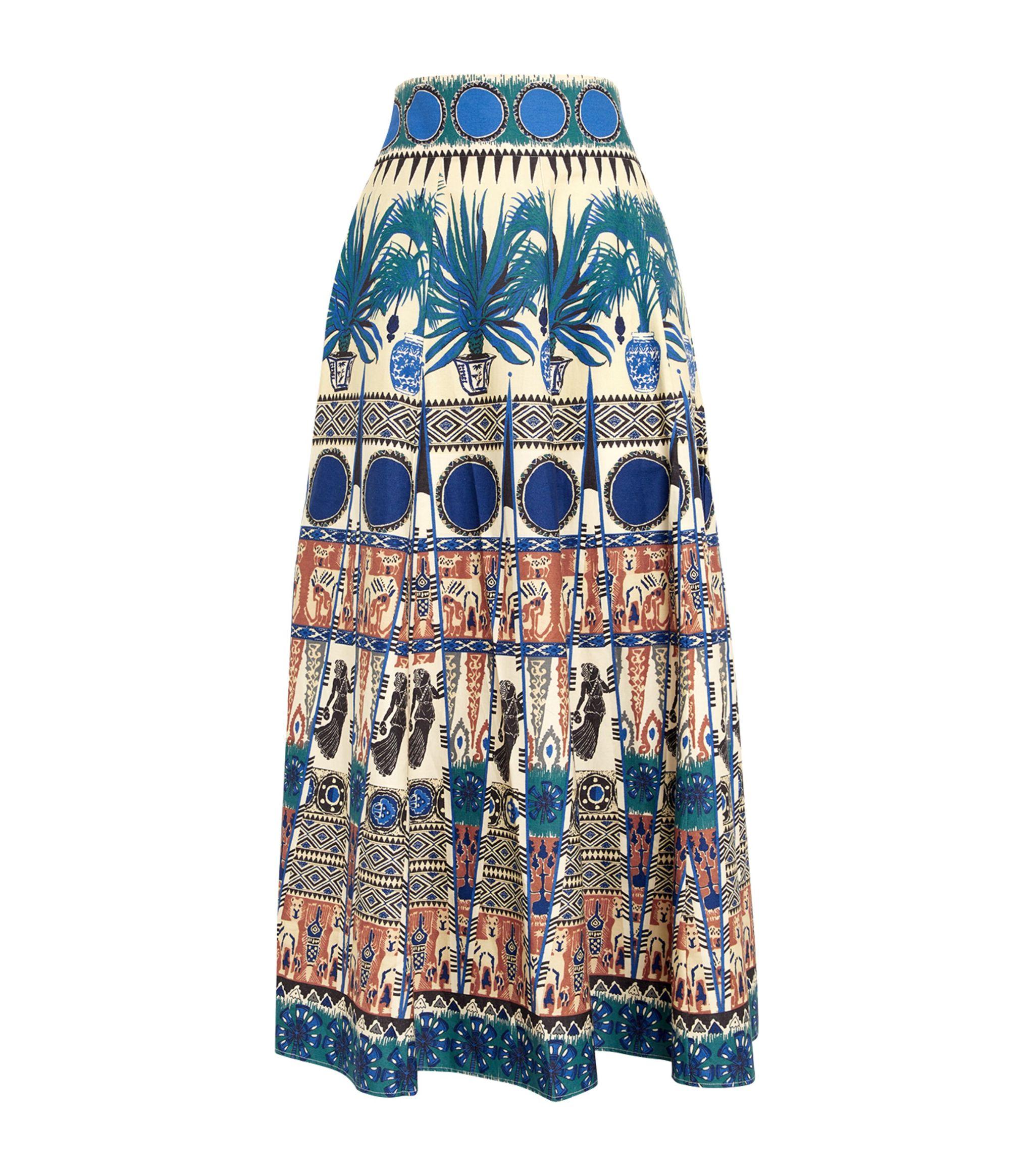 Emporio Sirenuse Emily Coptic Maxi Skirt in Blue | Lyst