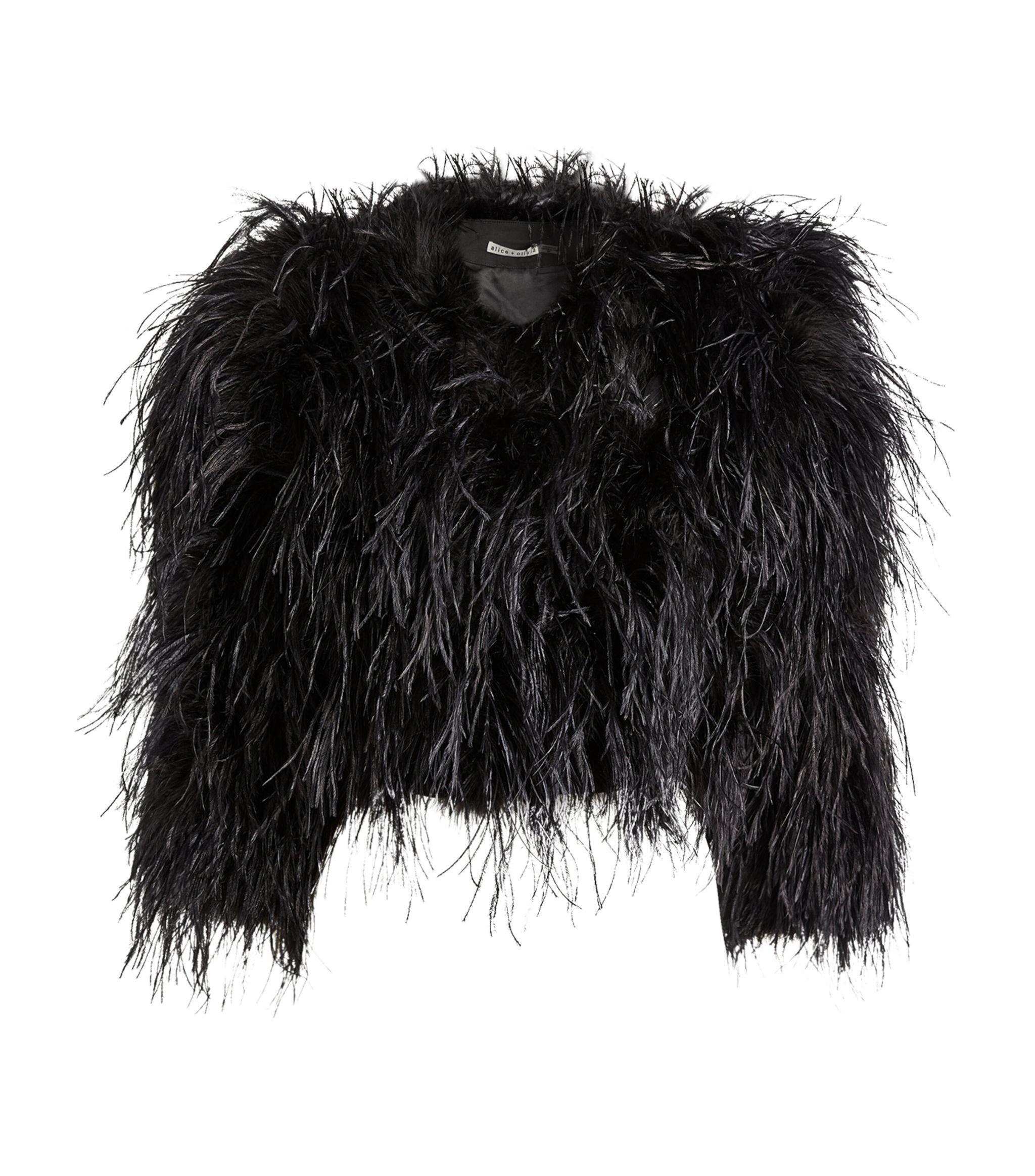 Alice + Olivia Alice + Olivia Ostrich Feather Kidman Jacket in Black | Lyst