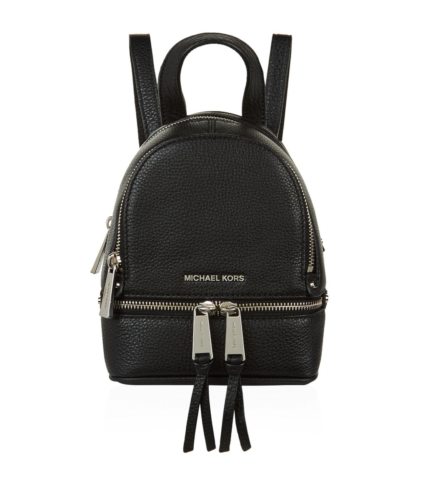 Michael Kors Leather Mini Rhea Zip Backpack in Black - Lyst