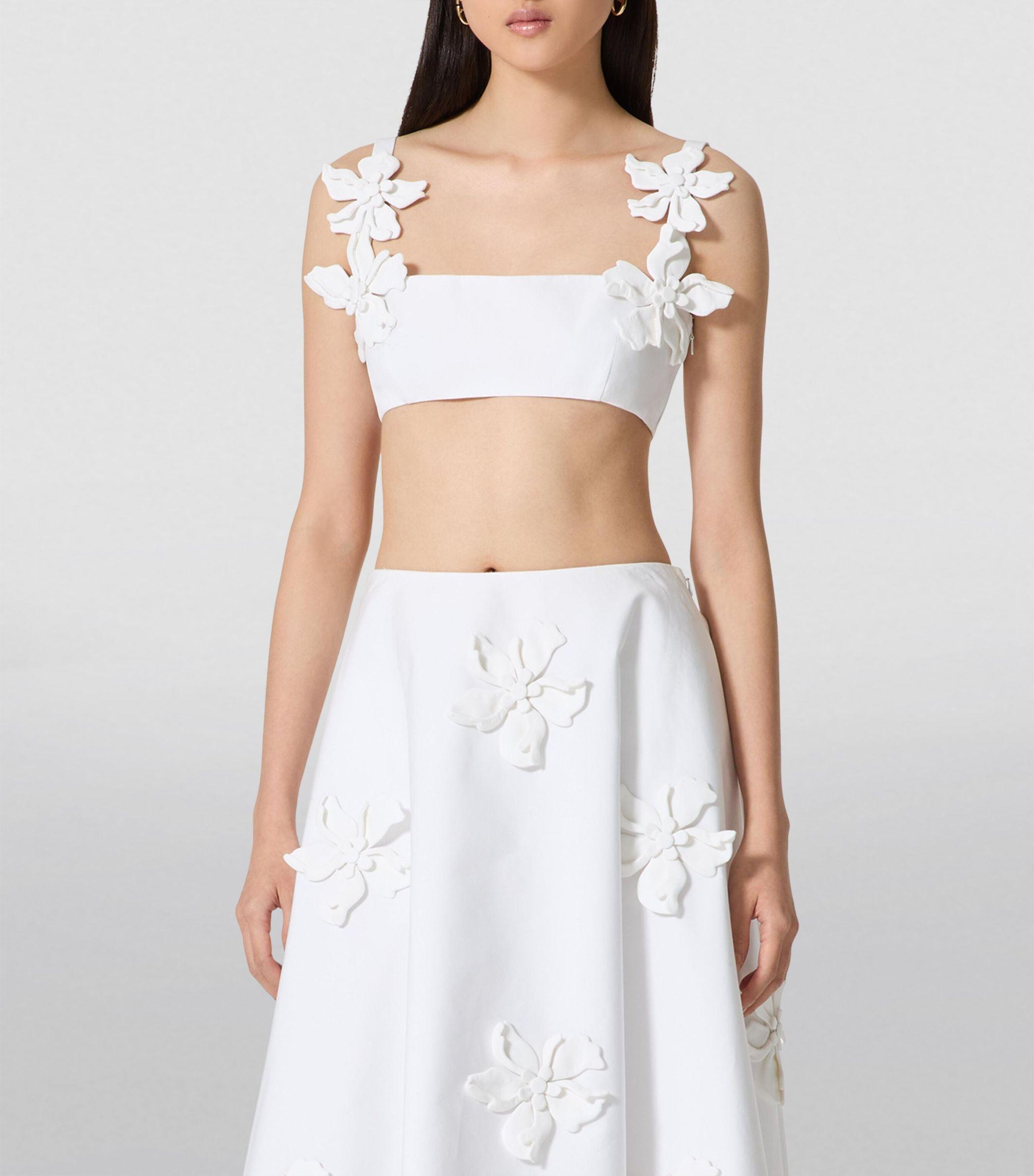 Valentino Garavani floral-appliqué cotton cardigan - White