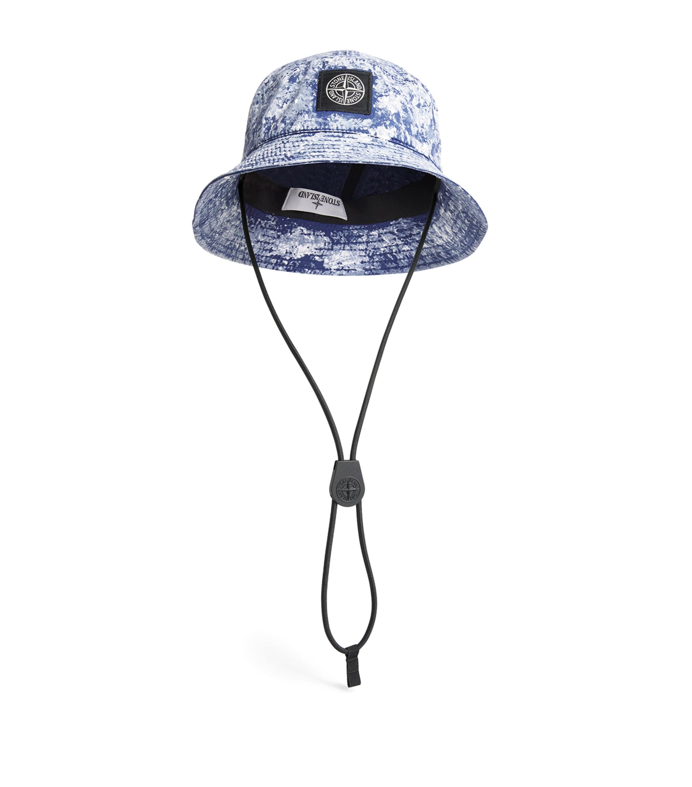 Stone Island Cotton Logo Bucket Hat in Blue for Men | Lyst UK