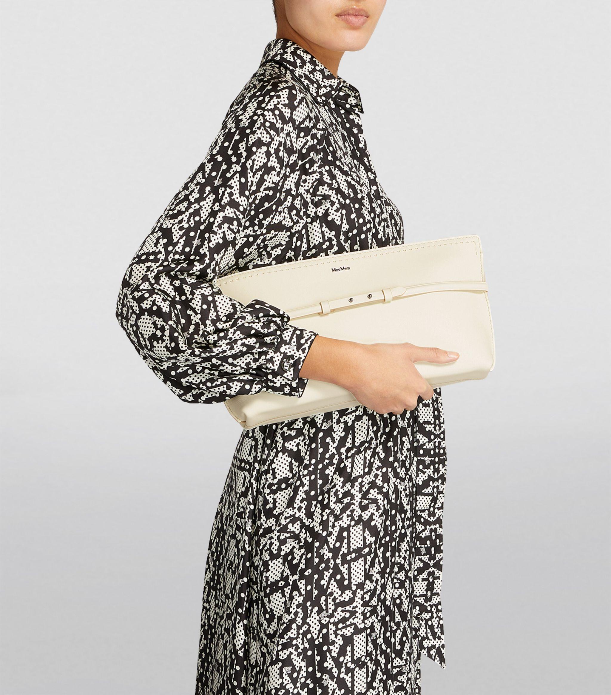 Max Mara Leather Archetipo Clutch Bag in Natural | Lyst