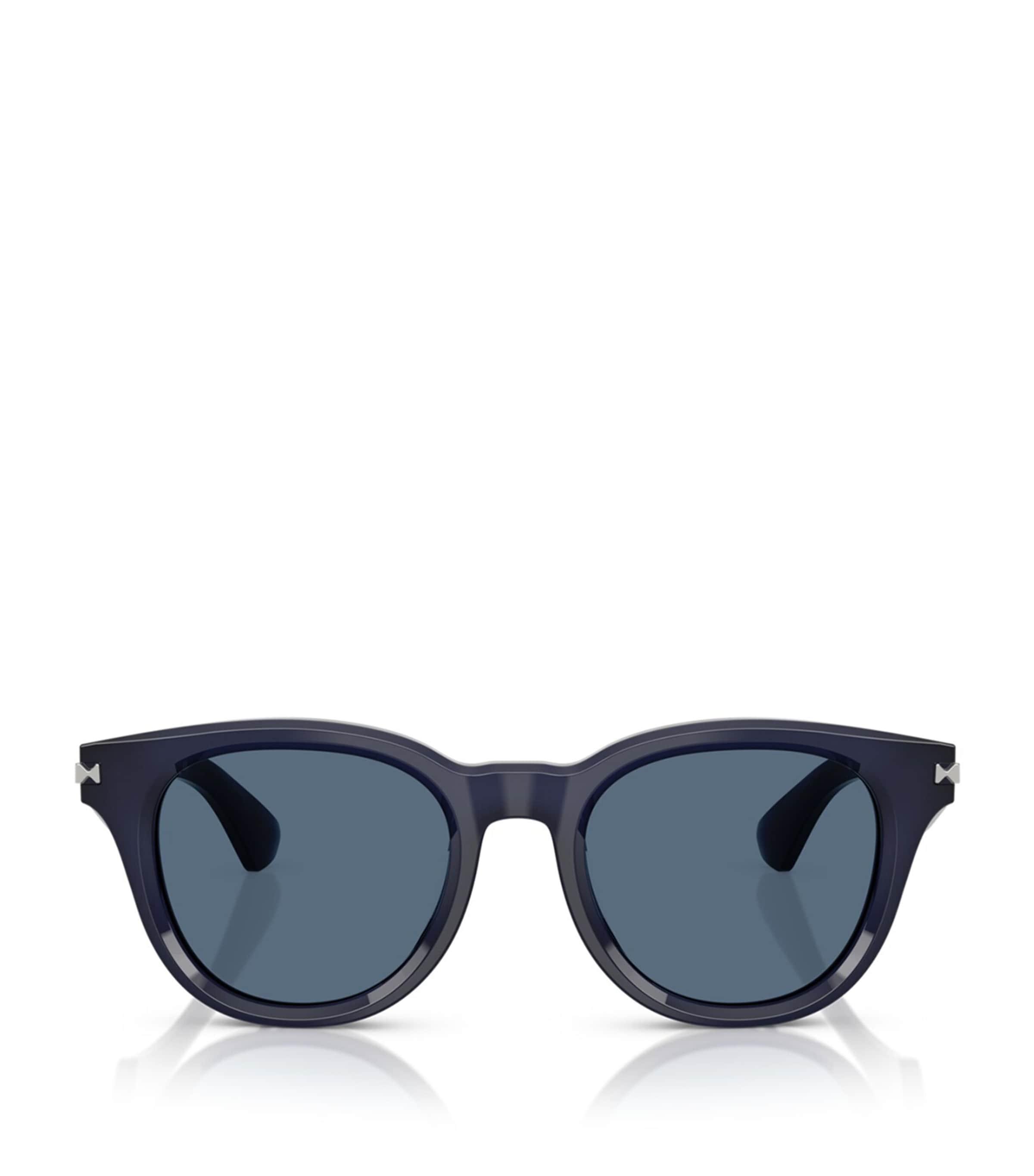 Burberry Light Blue Transparent Cat-Eye Sunglasses Burberry BE4437U blue frame with dark grey lenses. Lenses  main image 2