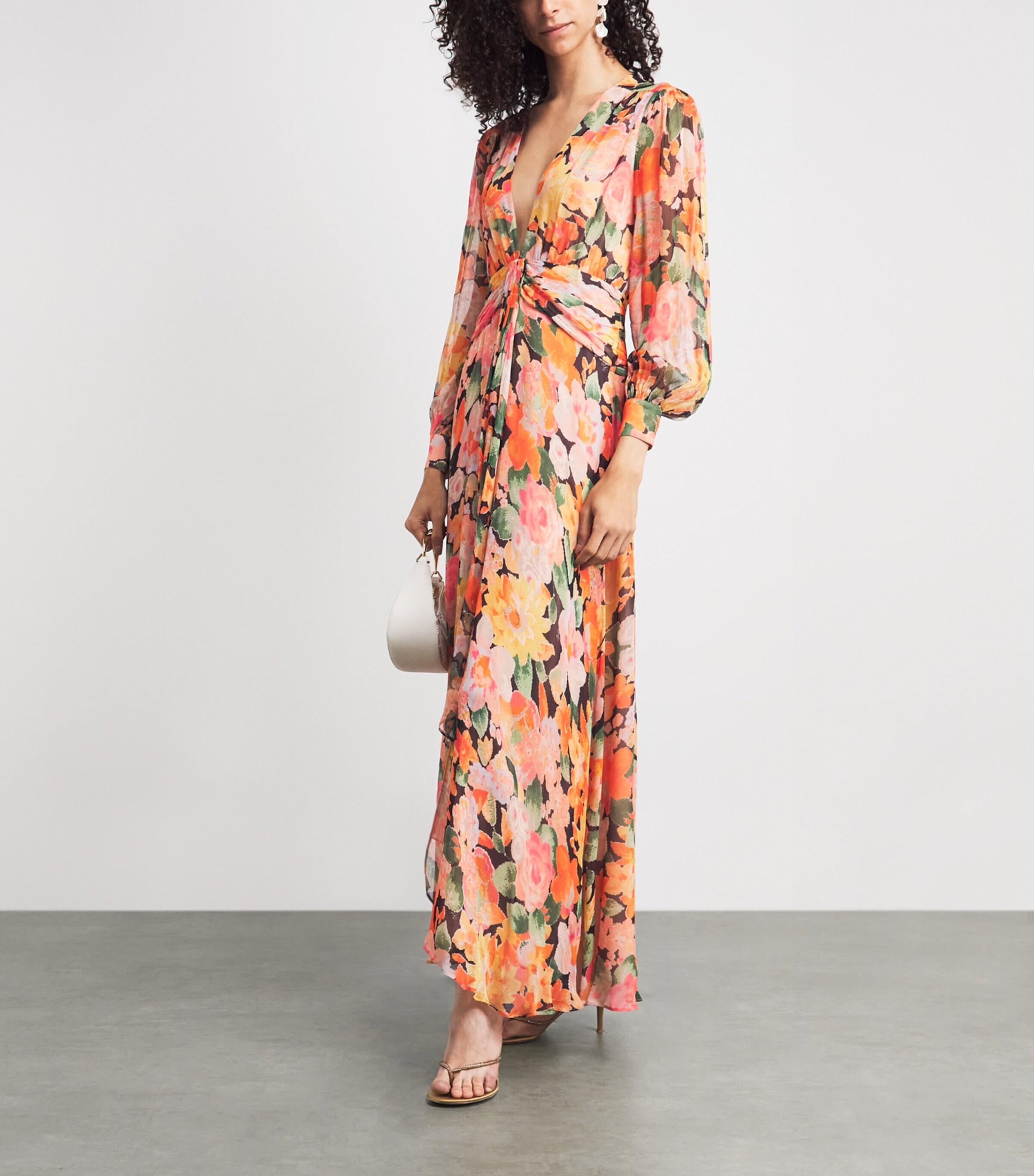 rixo orange dress Maura printed satin midi dress - red