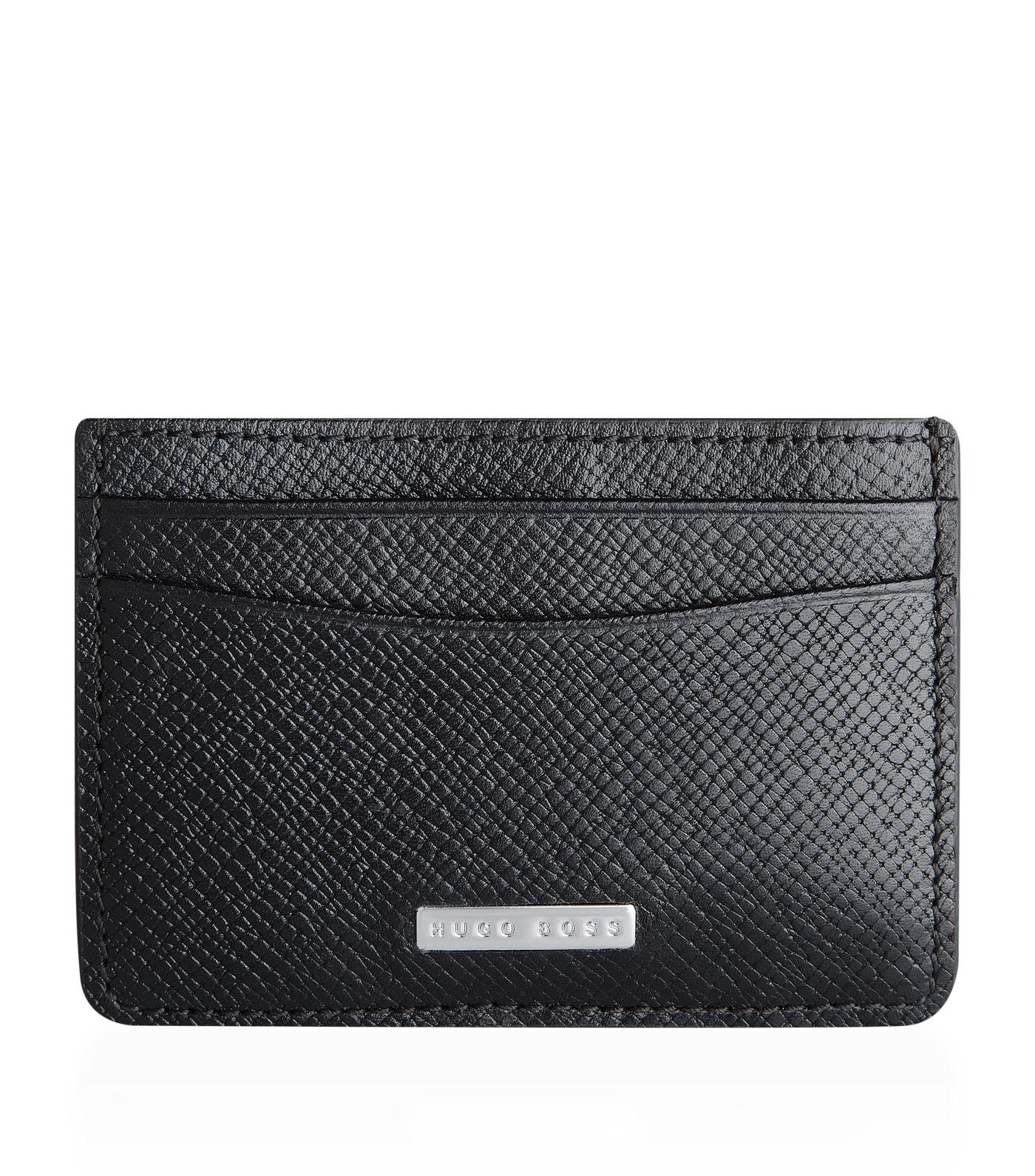 BOSS Leather Money Clip Card Holder in Black for Men Lyst