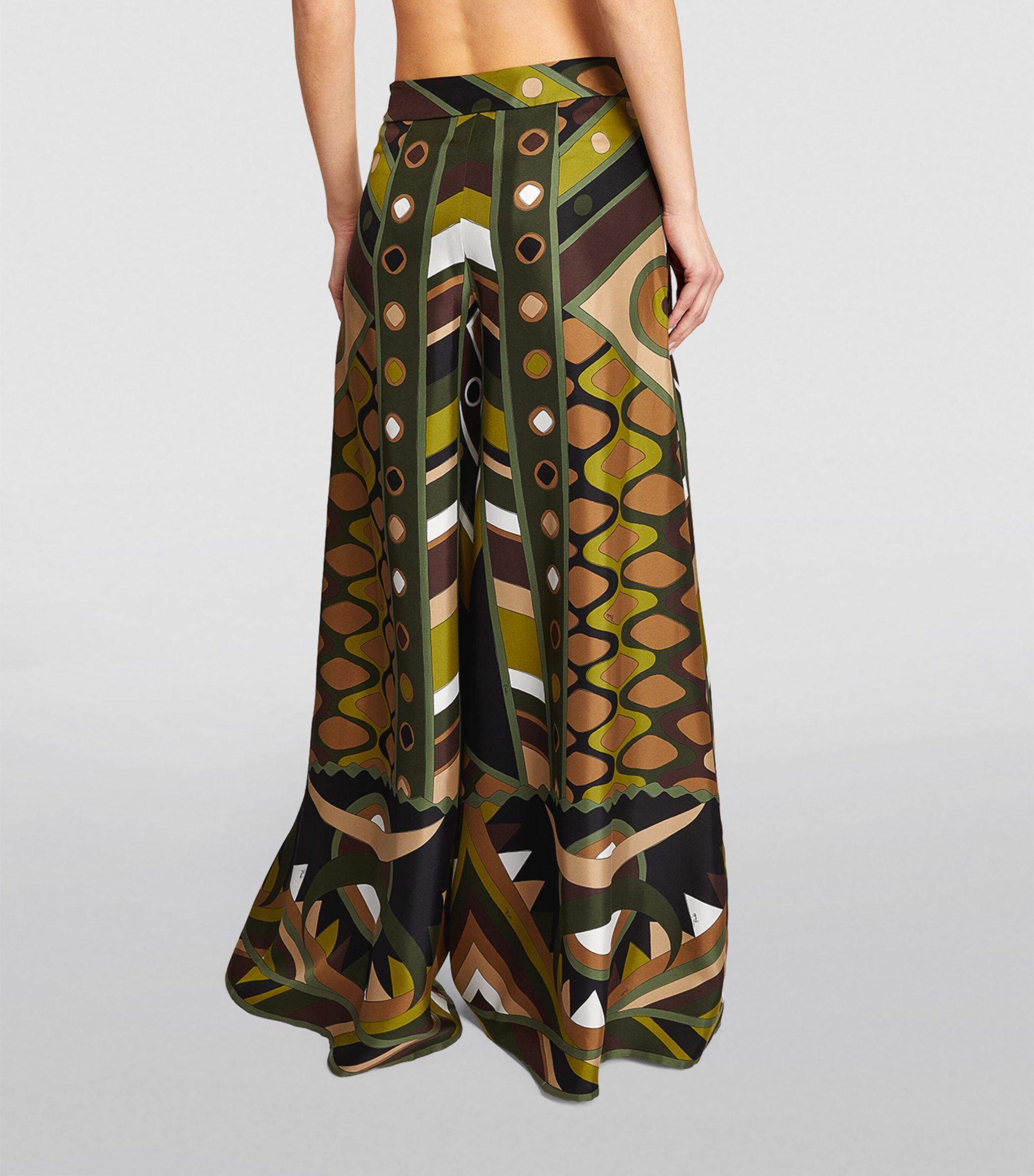 Emilio Pucci Pucci Vivara Print Wide-leg Trousers in Green