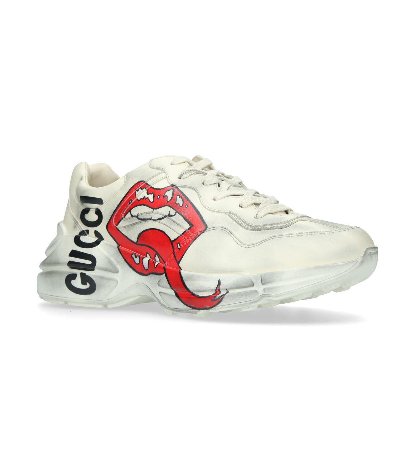 Gucci Rhyton Leather Sneakers With Maxi Mouth in Ivory (White) for Men -  Save 39% | Lyst