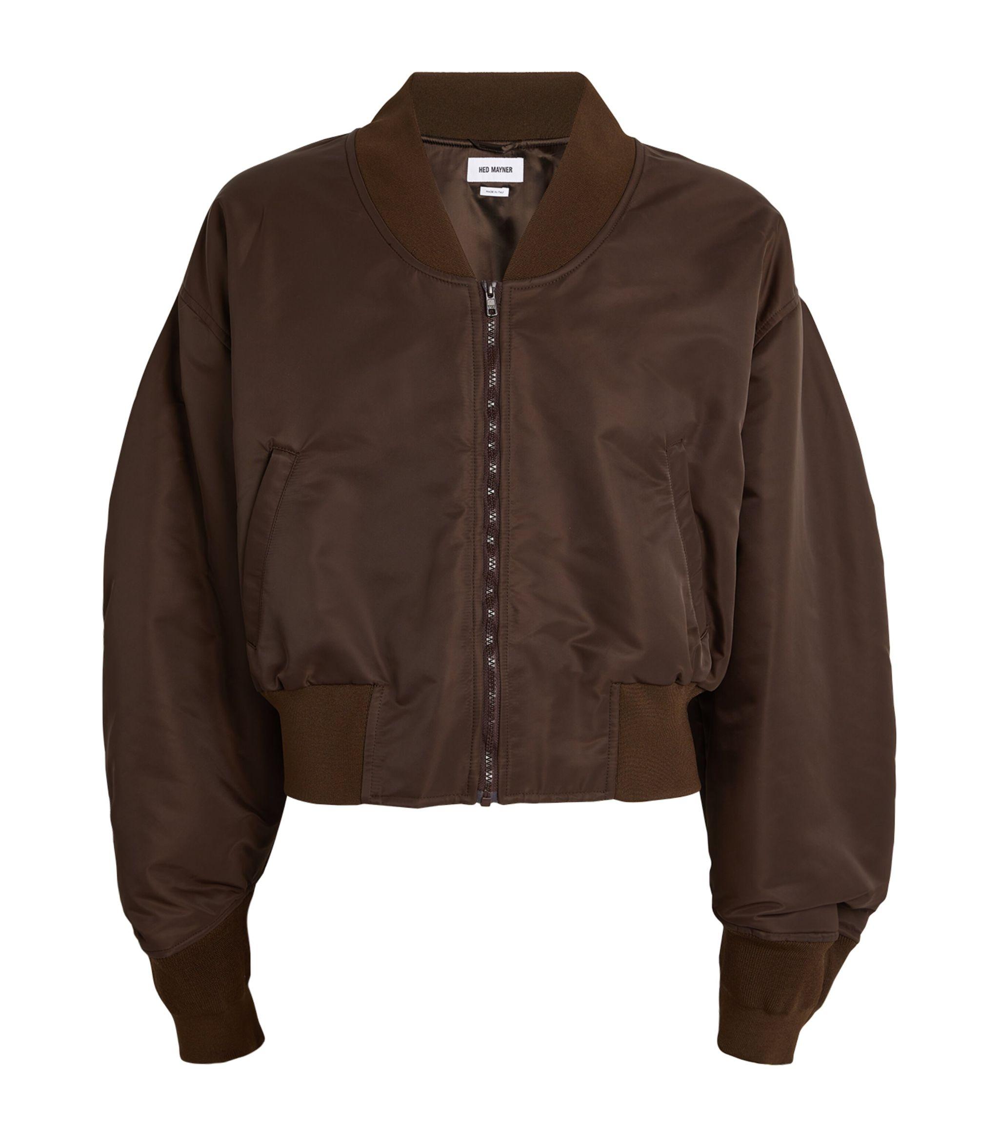 Hed Mayner Cropped Bomber Jacket in Brown for Men | Lyst