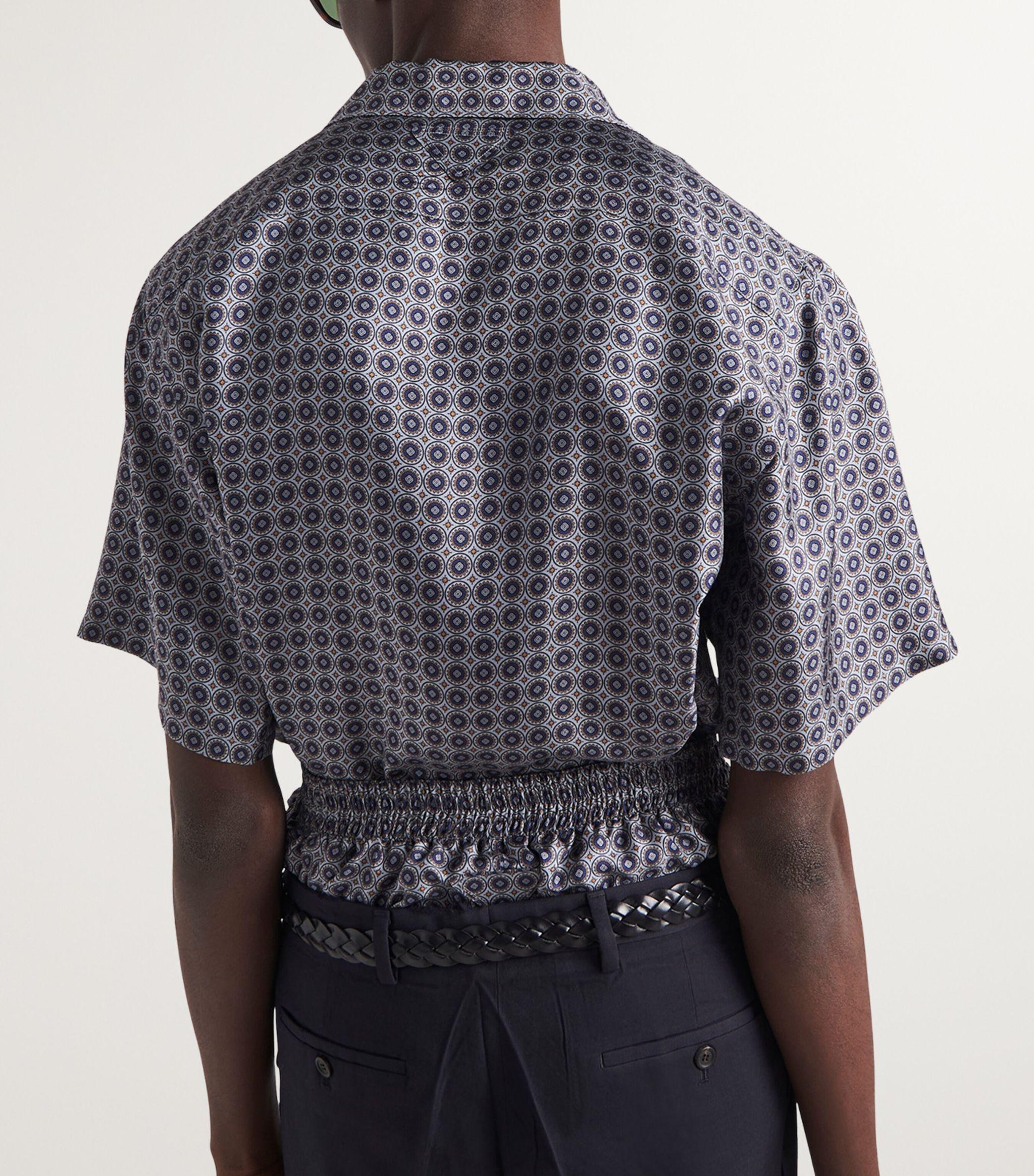 Prada Silk Geometric Print Shirt in Grey for Men | Lyst UK