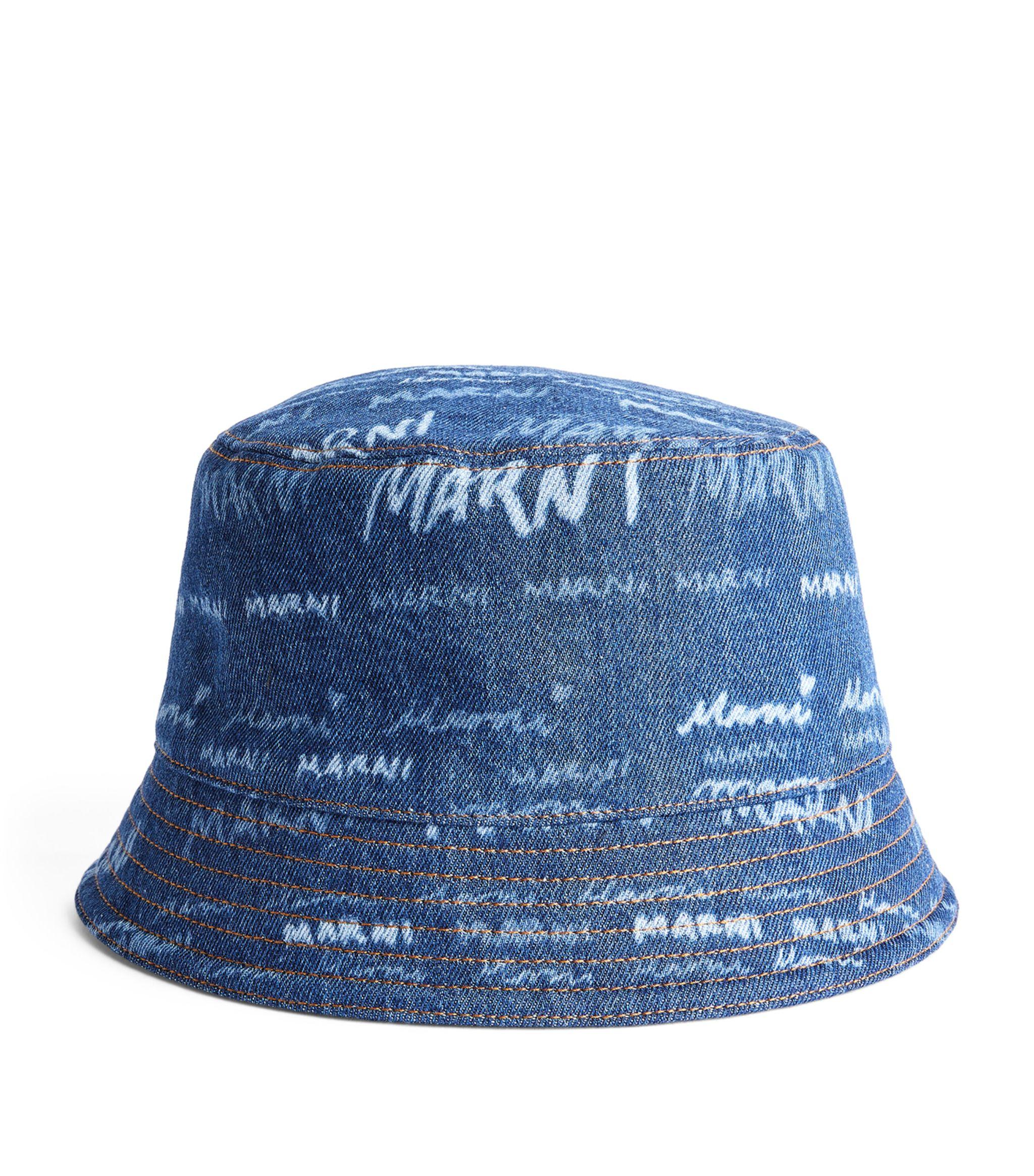 Marni Denim Logo Bucket Hat in Blue for Men | Lyst