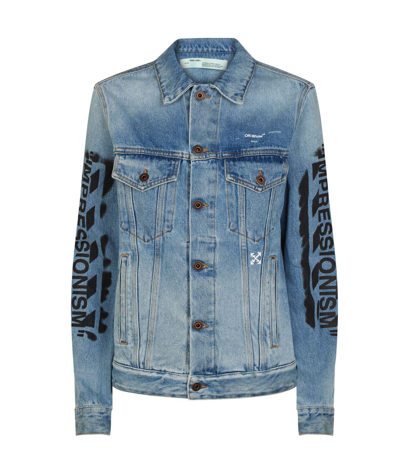 off white spray paint denim jacket
