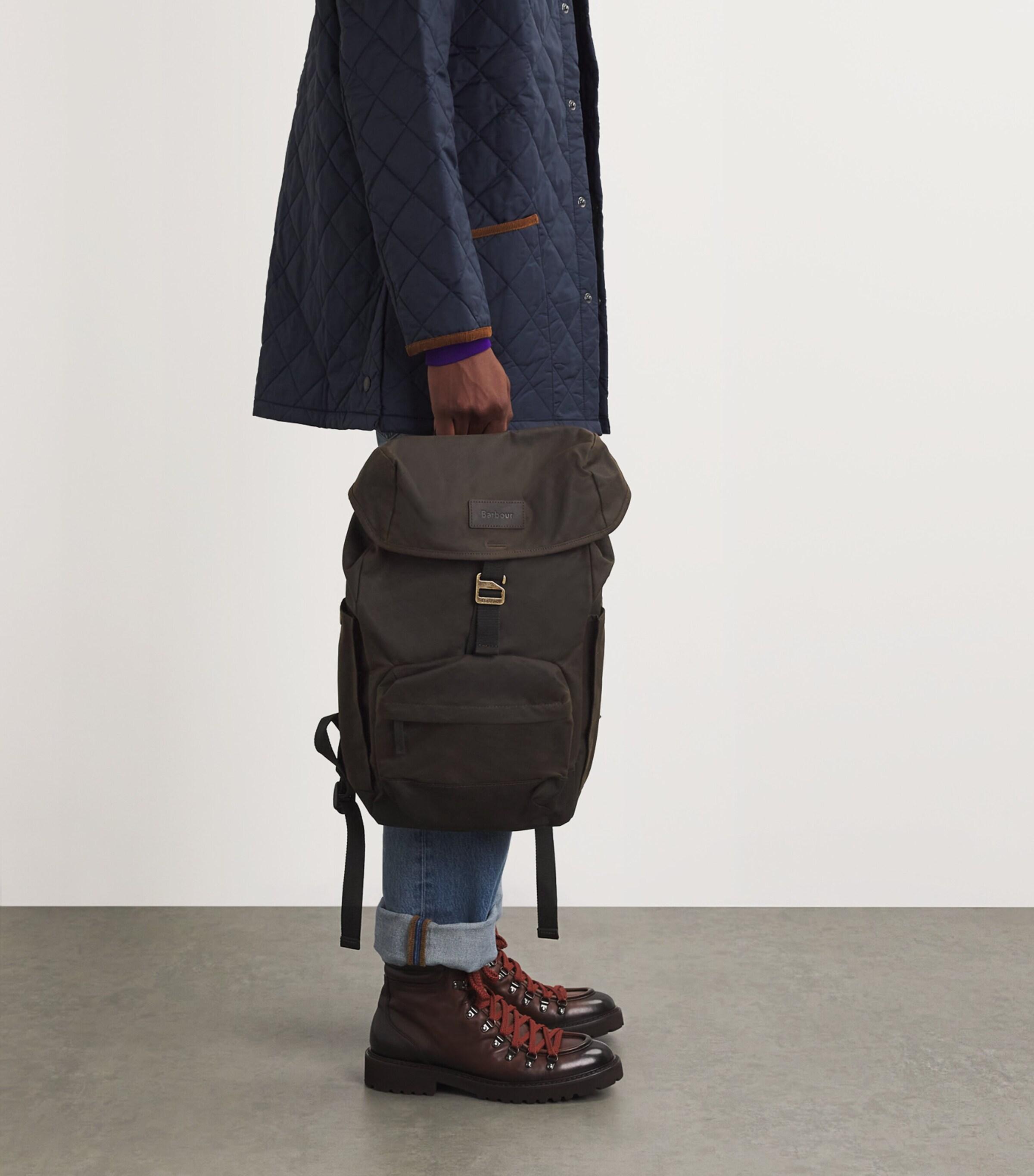 Leather Barbour Rucksacks Barbour Waxed-Cotton Backpack In Black