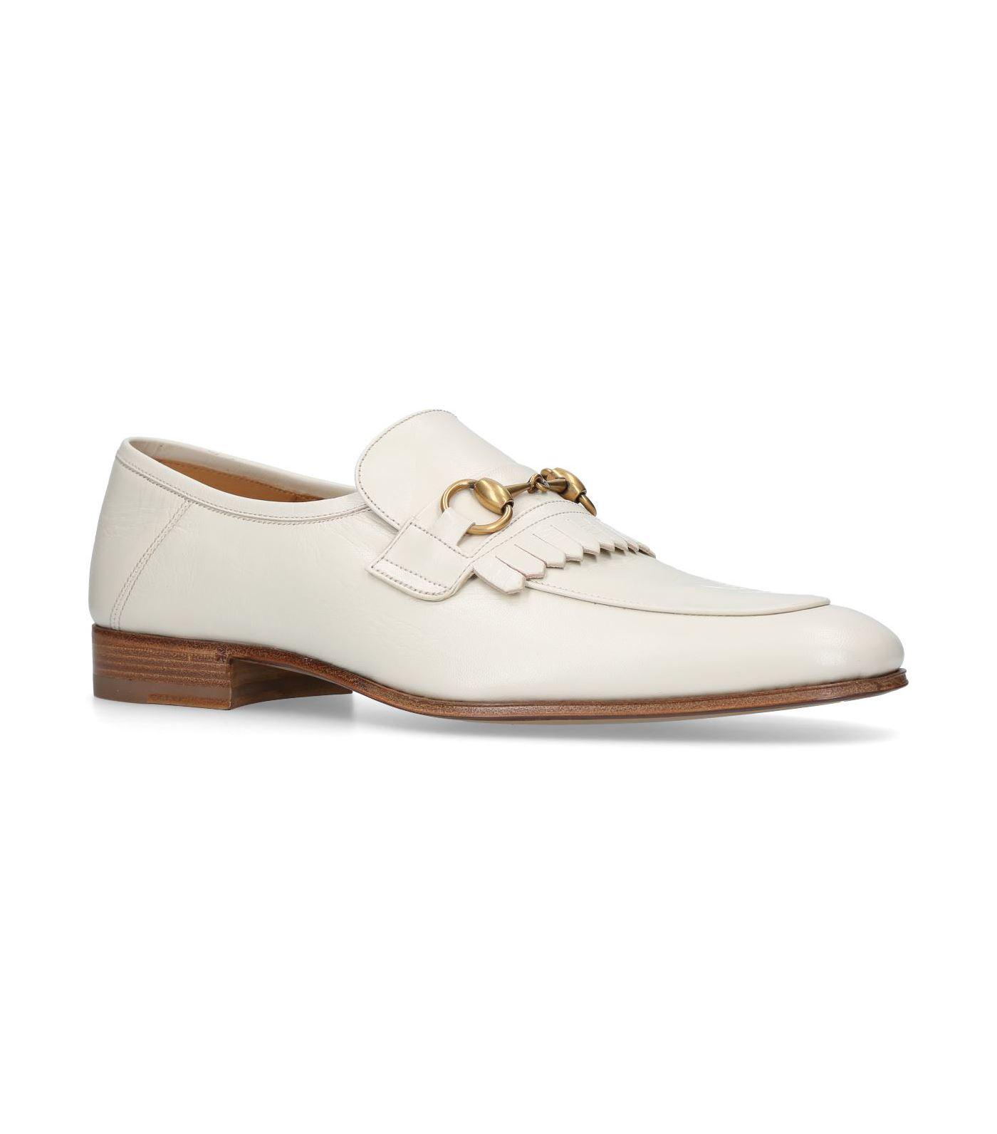 Gucci Leather Harbor Fringe Loafers in White for Men | Lyst
