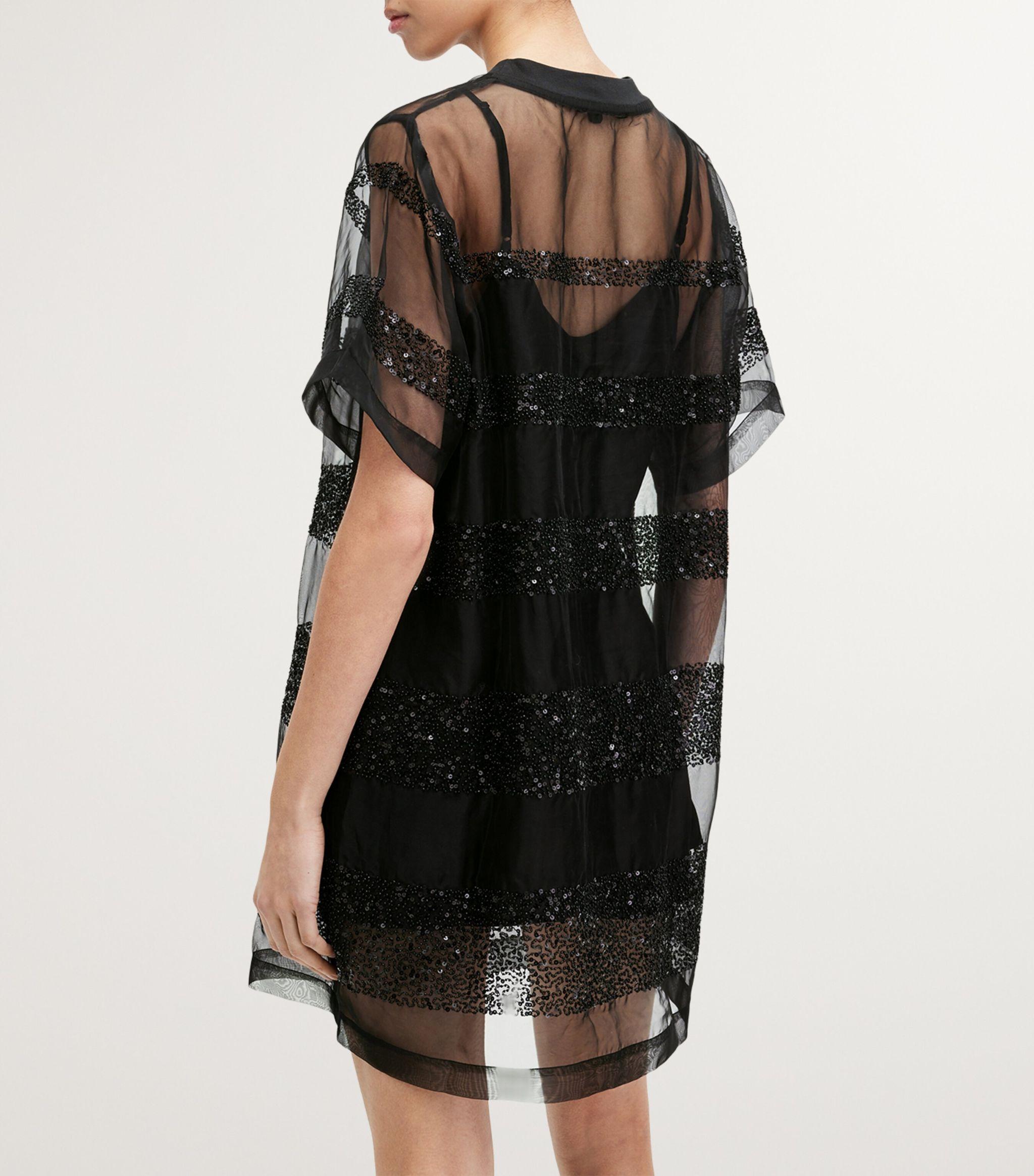 AllSaints Izabela Embroidered Mini Dress in Black | Lyst
