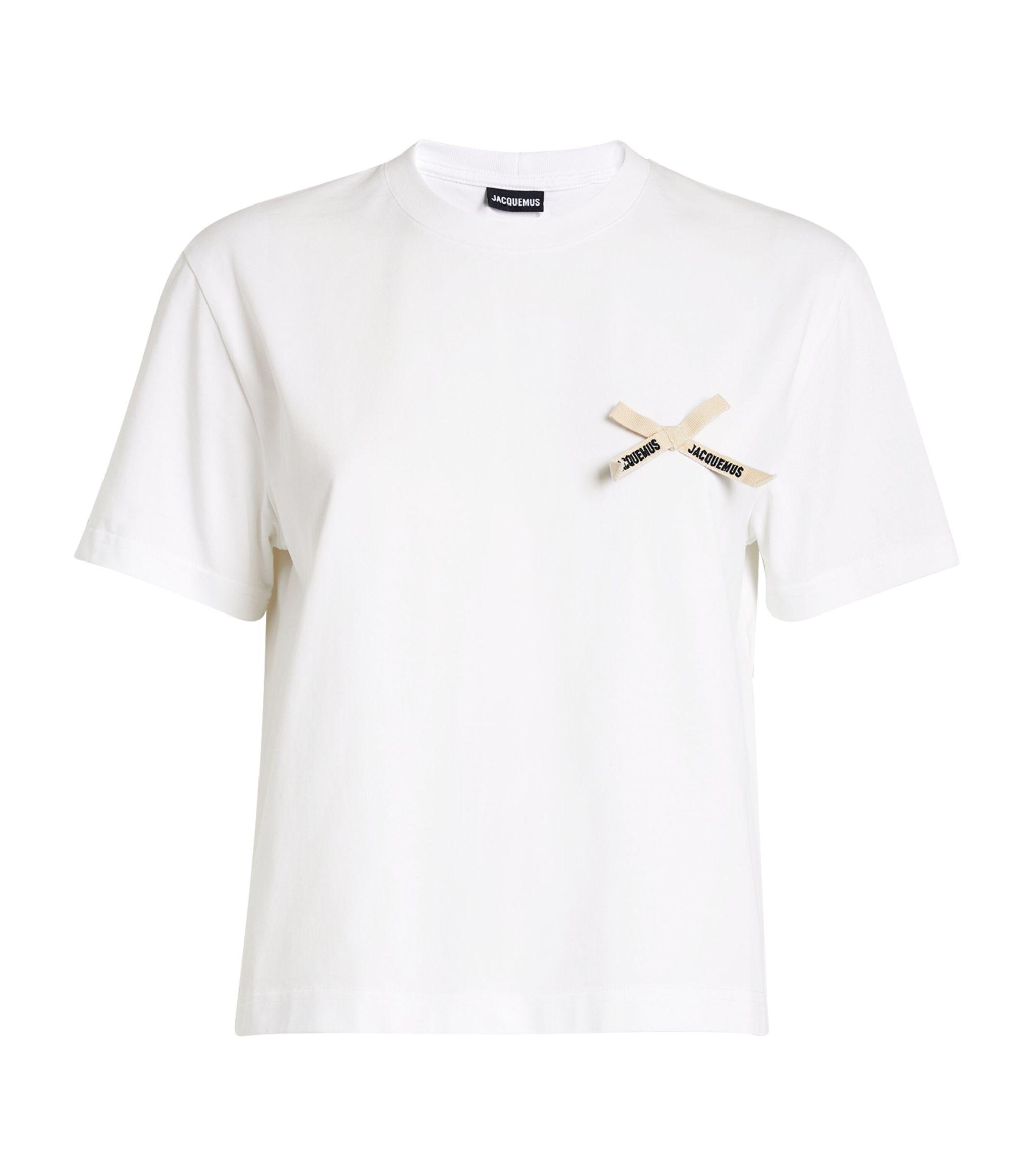 jacquemus リボン Tシャツ ホワイト Jacquemus Bow-detail T-shirt in White | Lyst