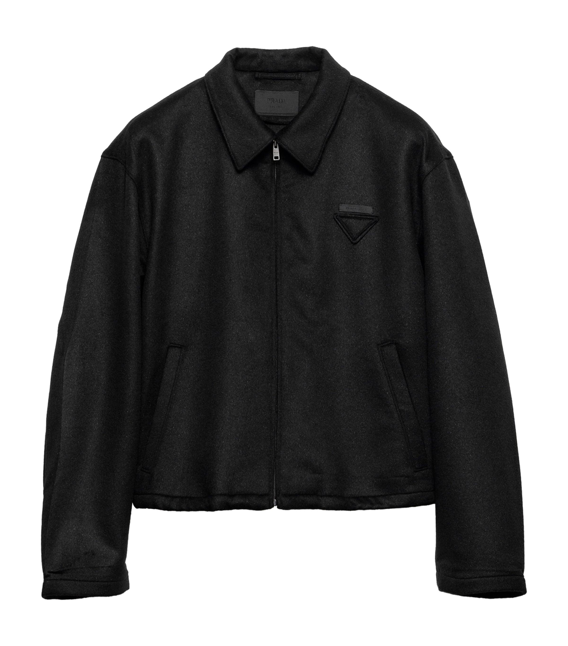 Prada Wool And Cashmere Blouson Jacket in Black for Men | Lyst UK