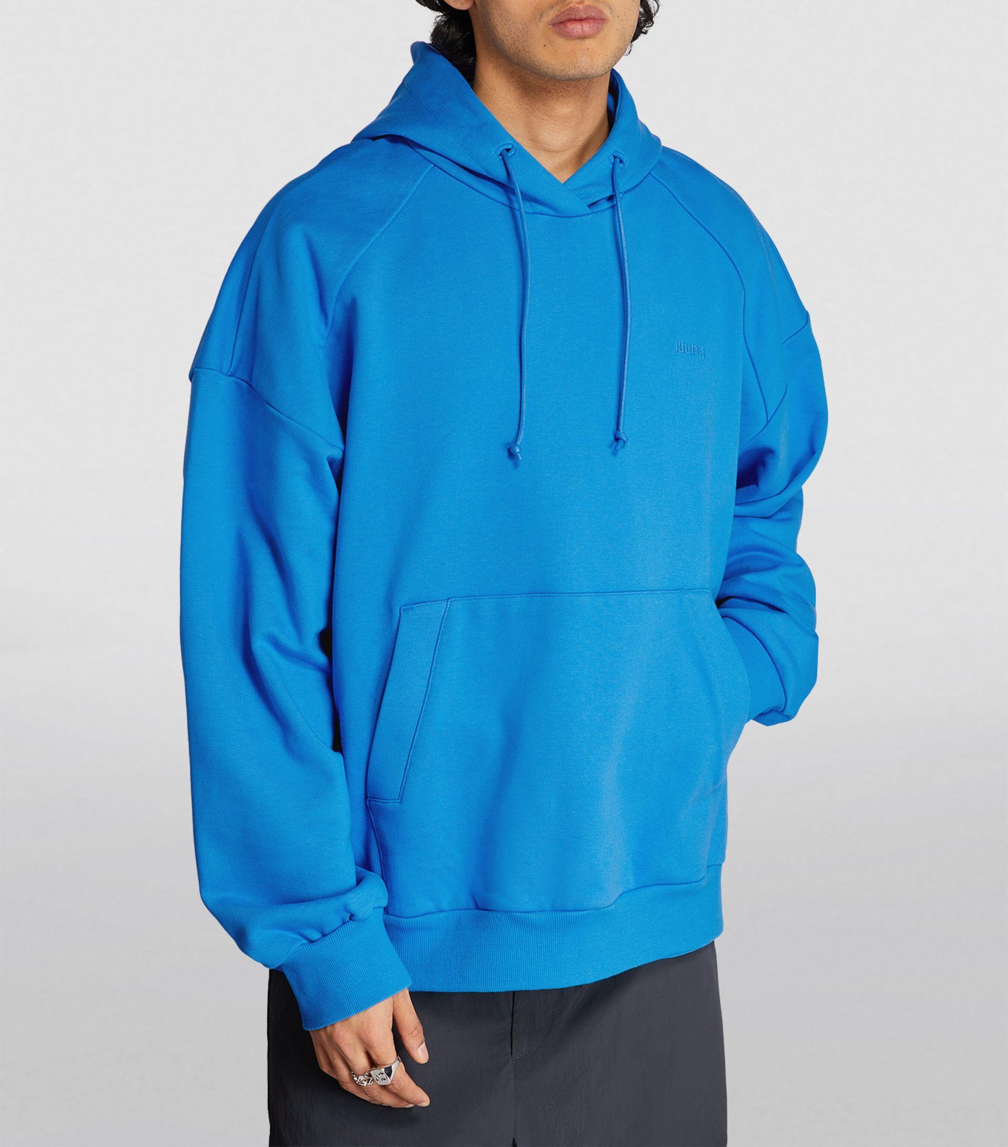 Juun.J logo drawstring hoodie - Blue
