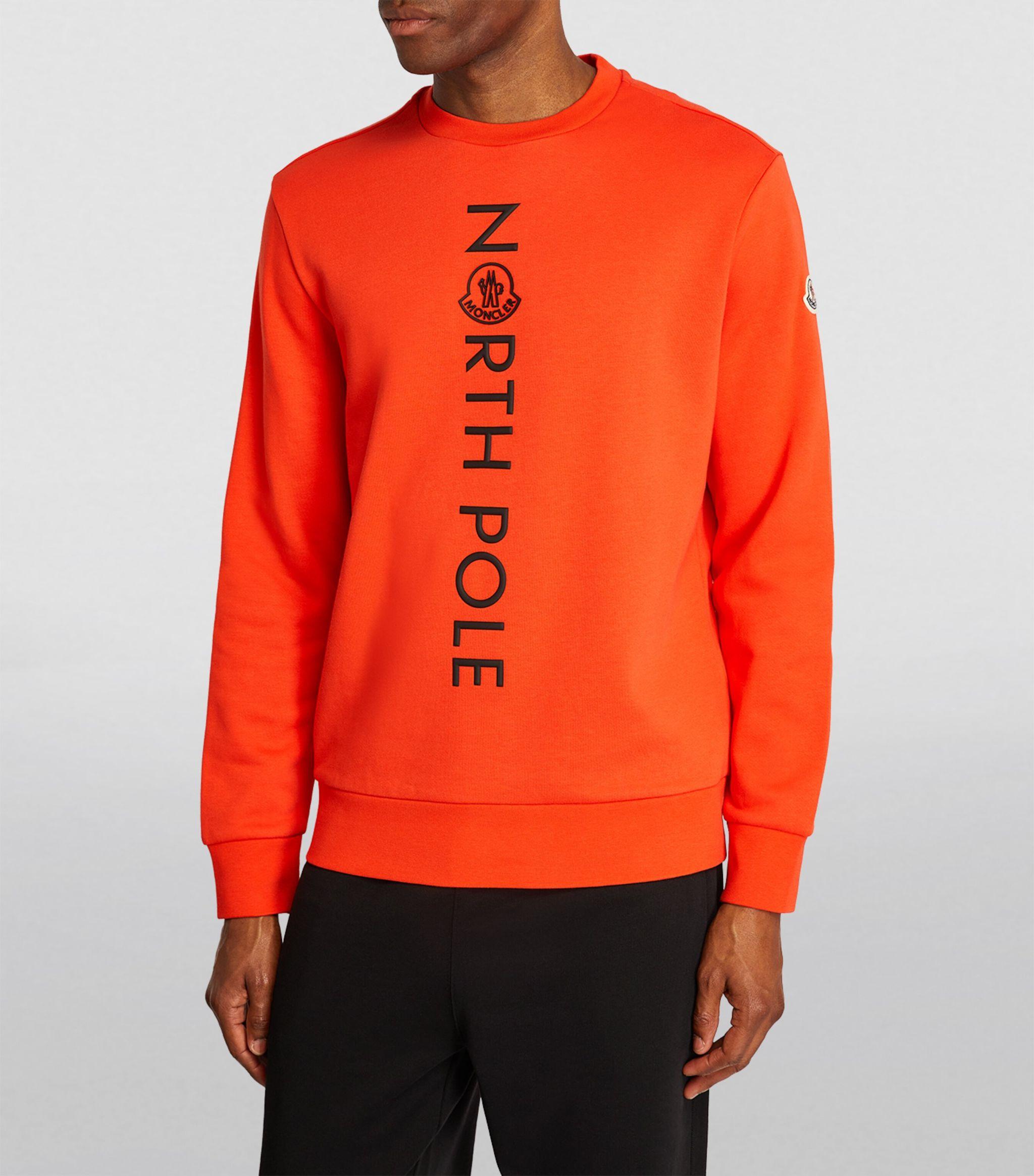 Moncler Embroidered *north Pole* Sweatshirt in Orange for