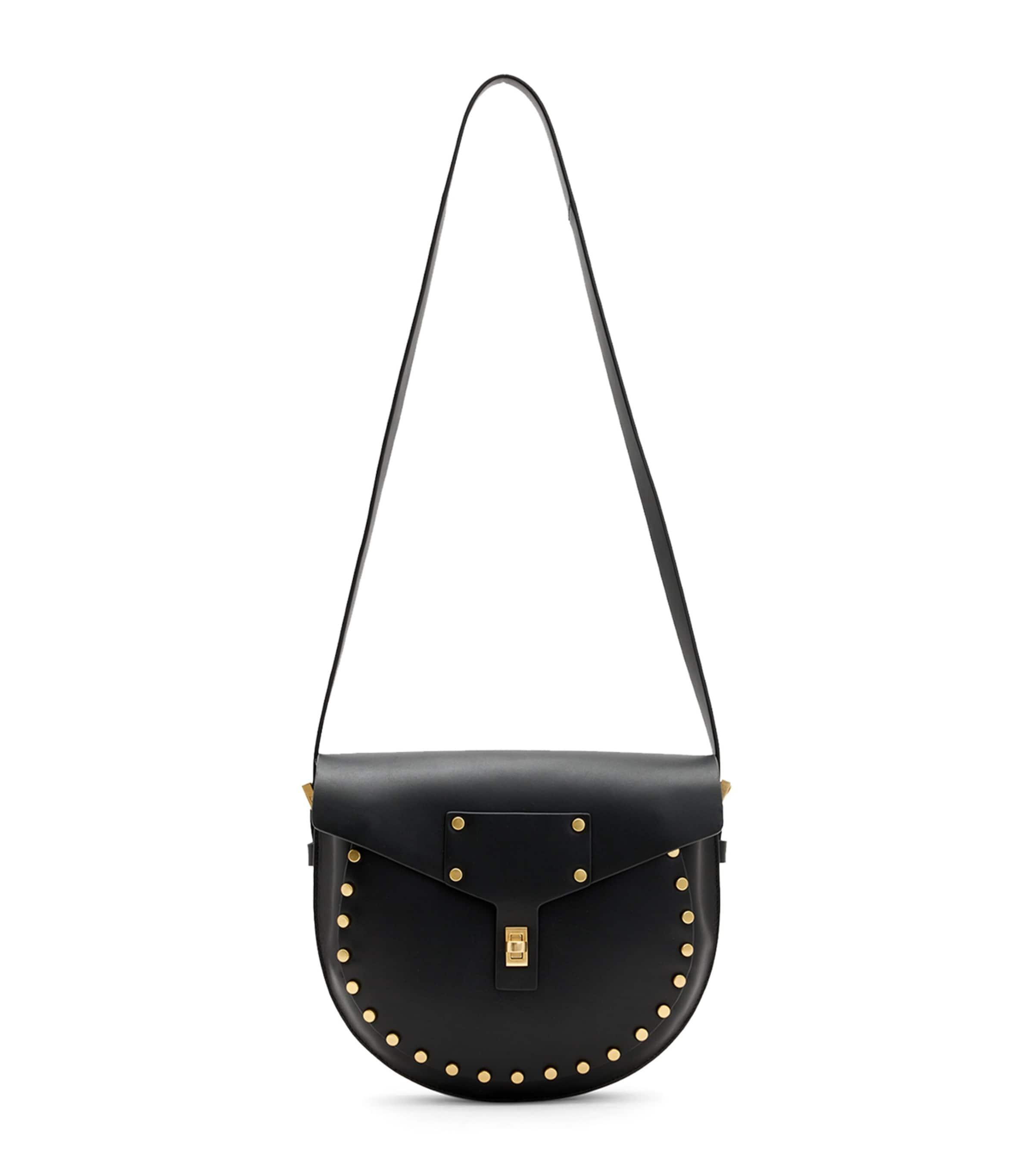 Allsaints Miro Barrel Suede Crossbody Bag In Olive Green - 55% Off