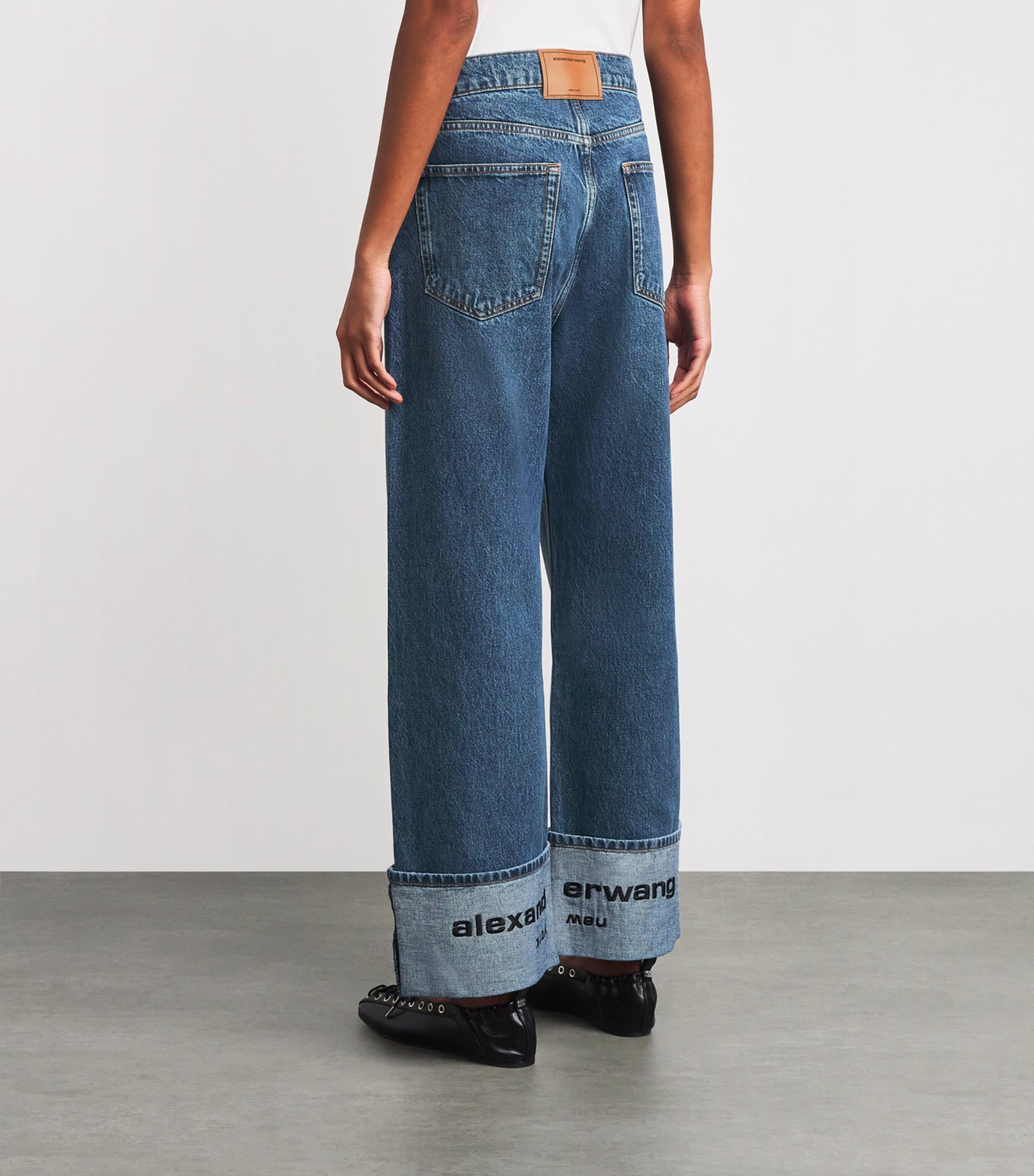 デニム・ジーパン ALEXANDER WANG PRINTED DENIM JEANS Alexander Wang Flocked Cloud Print Low Rise Balloon Jeans