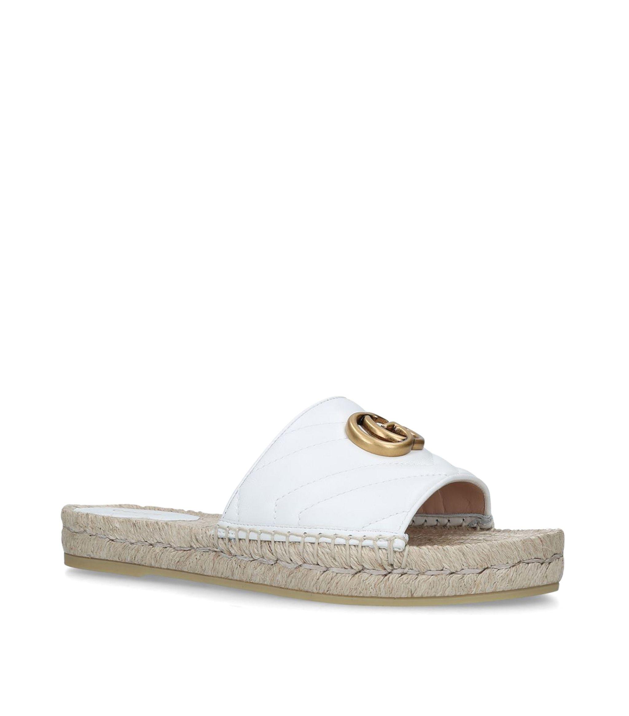 gucci pilar straw espadrille slides