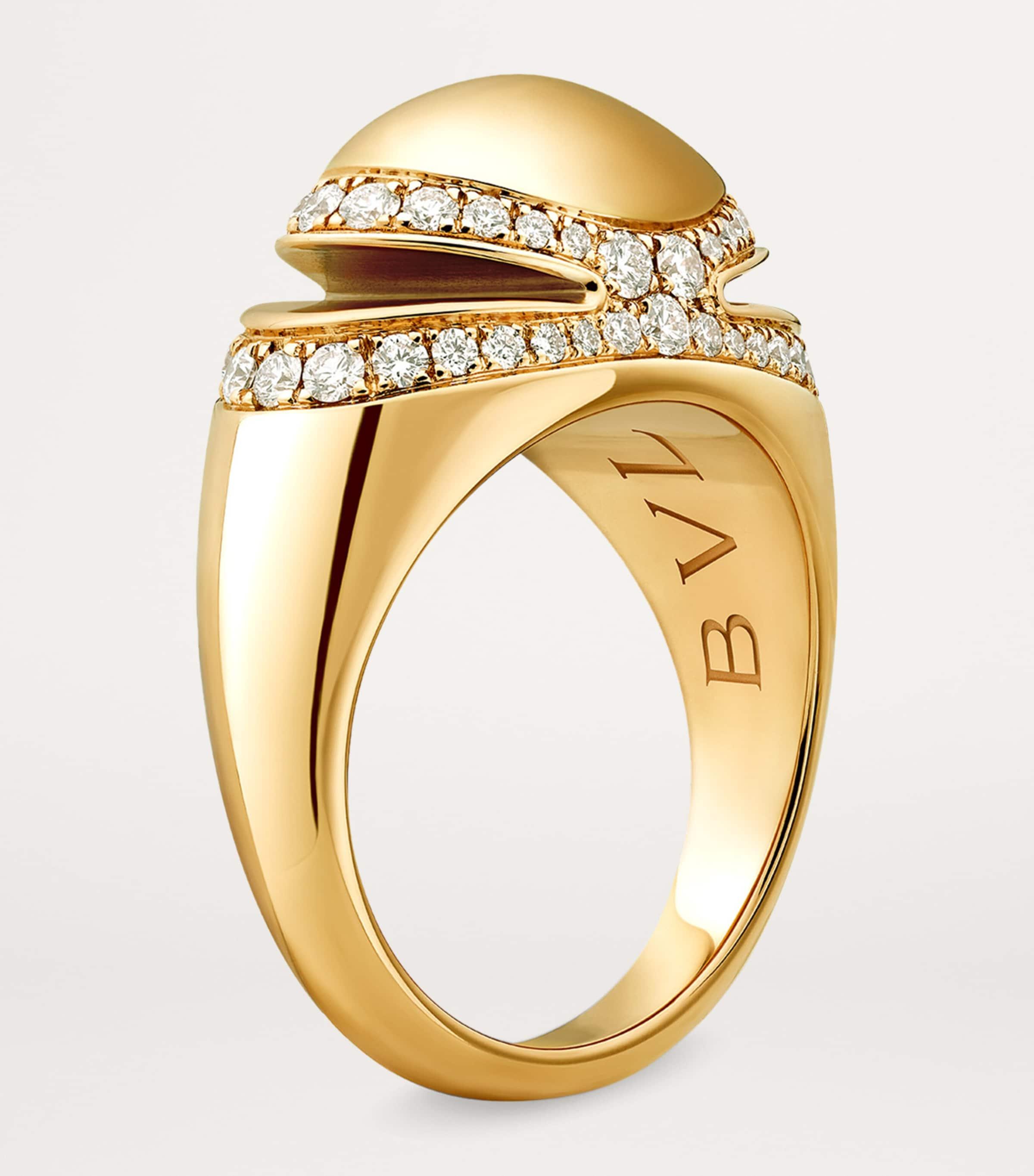 BVLGARI And Diamond Cabochon Ring in Metallic Lyst UK