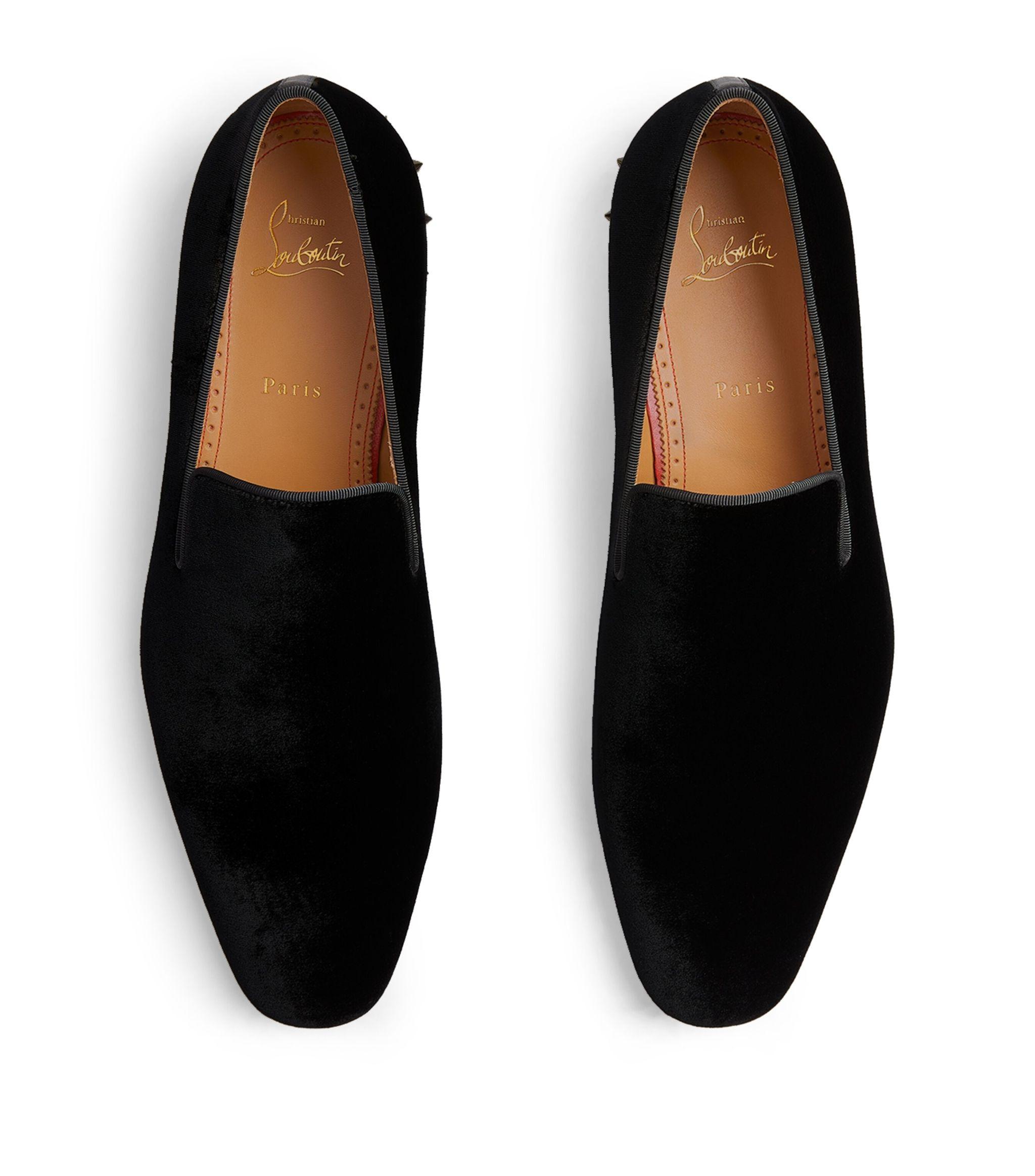 Christian Louboutin Marquees Velvet Loafers in Black for Men | Lyst
