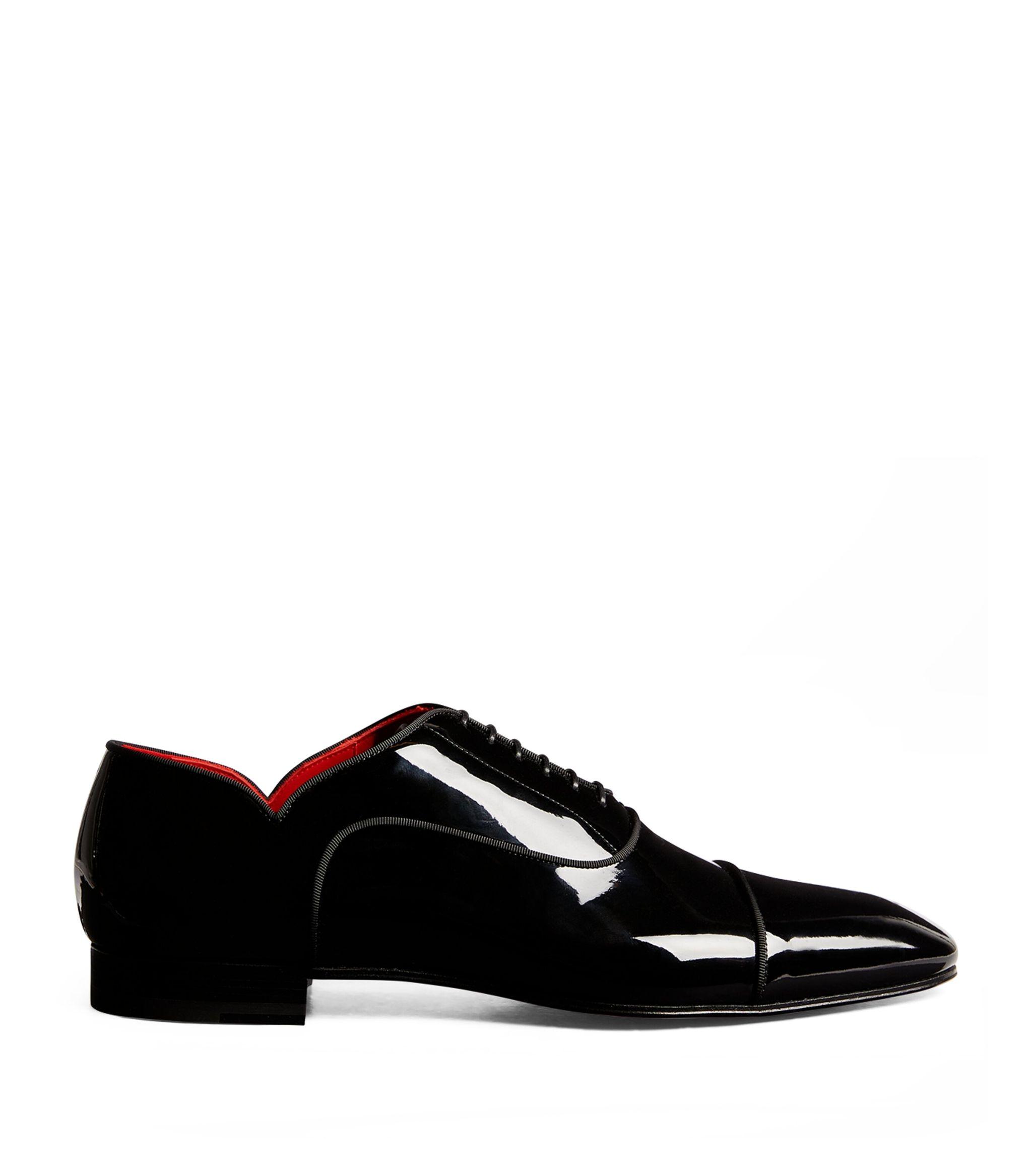 Christian Louboutin MENS Greggy Chick Black Lace Up Patent Dress Shoe Christian Louboutin Greggy Chick Patent Leather Oxford Shoes  main image 2