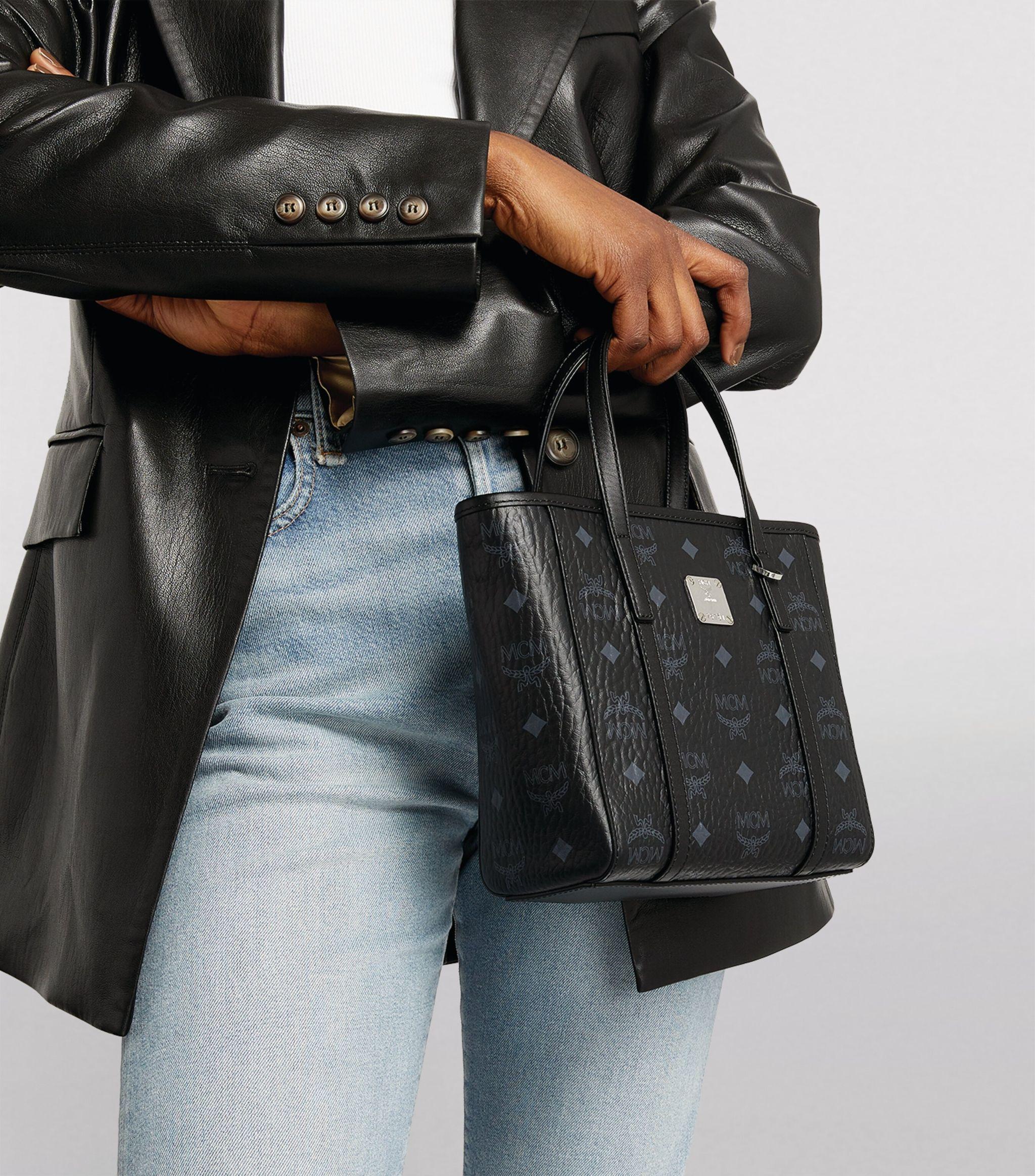 MCM Mini Toni Visetos Shopper Bag in Black | Lyst