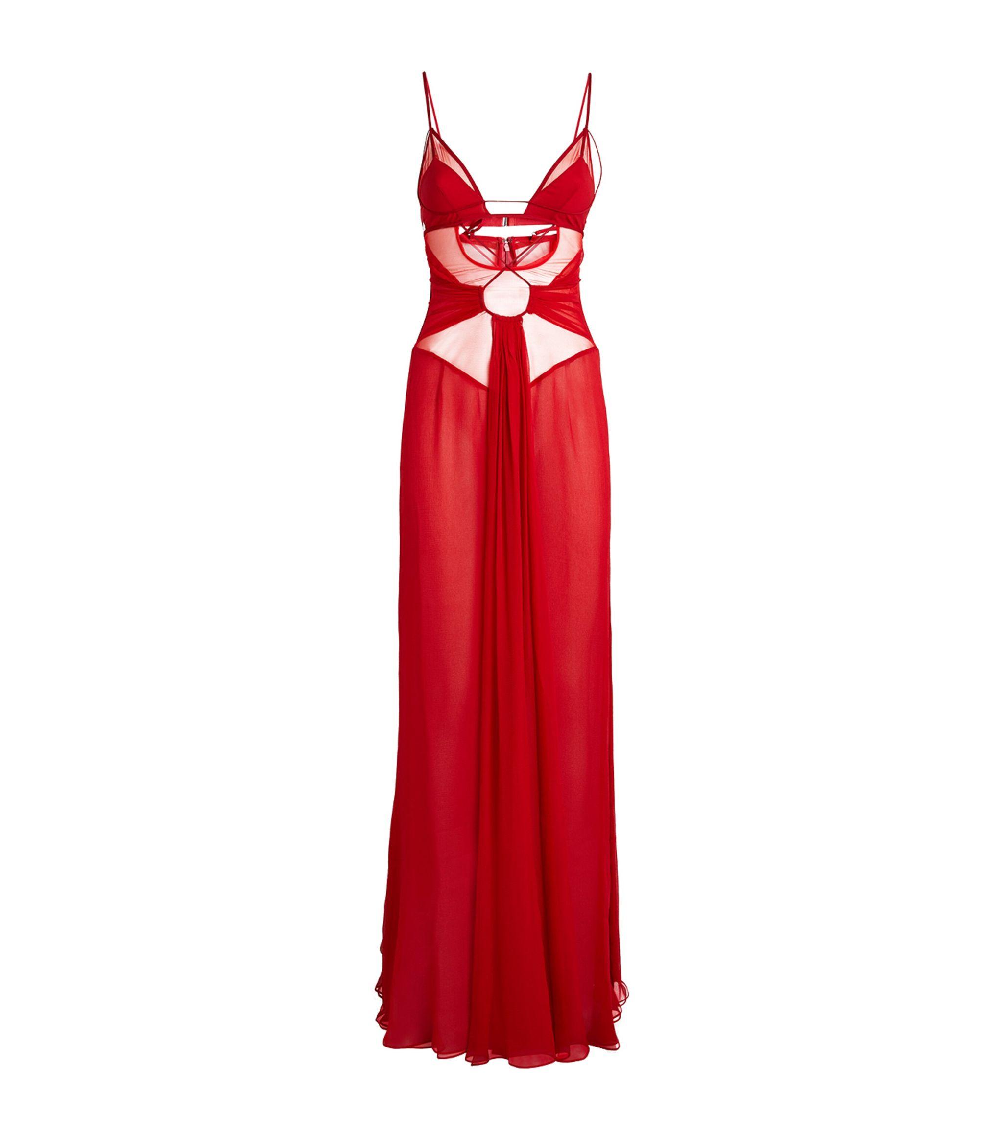 Nensi Dojaka Draped Cut-out Maxi Dress in Red | Lyst UK