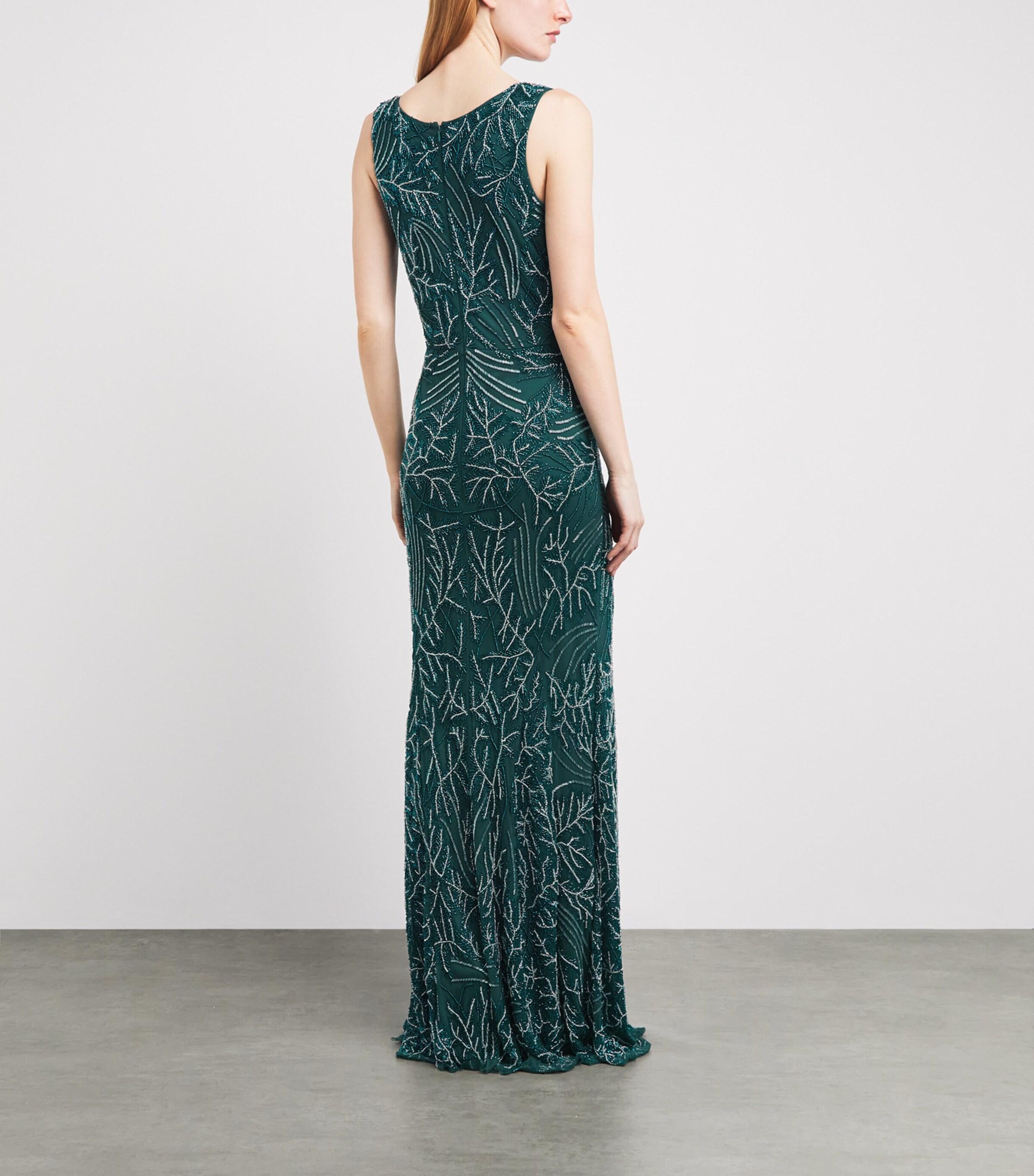 raishma evening dresses Mac Duggal - Green Long Sleeve Beaded Evening Gown main image 0