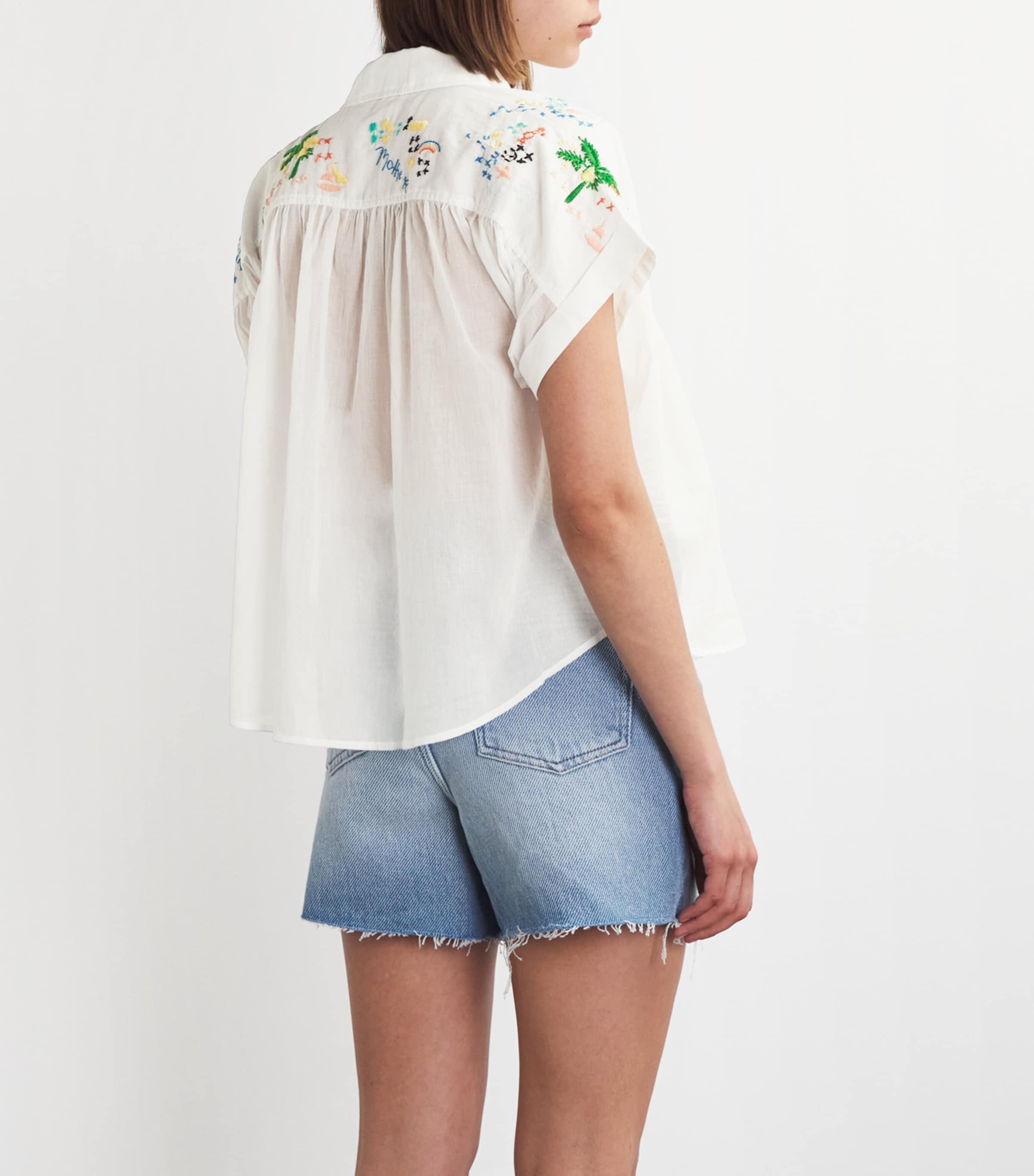 Mother Cotton Embroidered The Gather It Up Top in White | Lyst