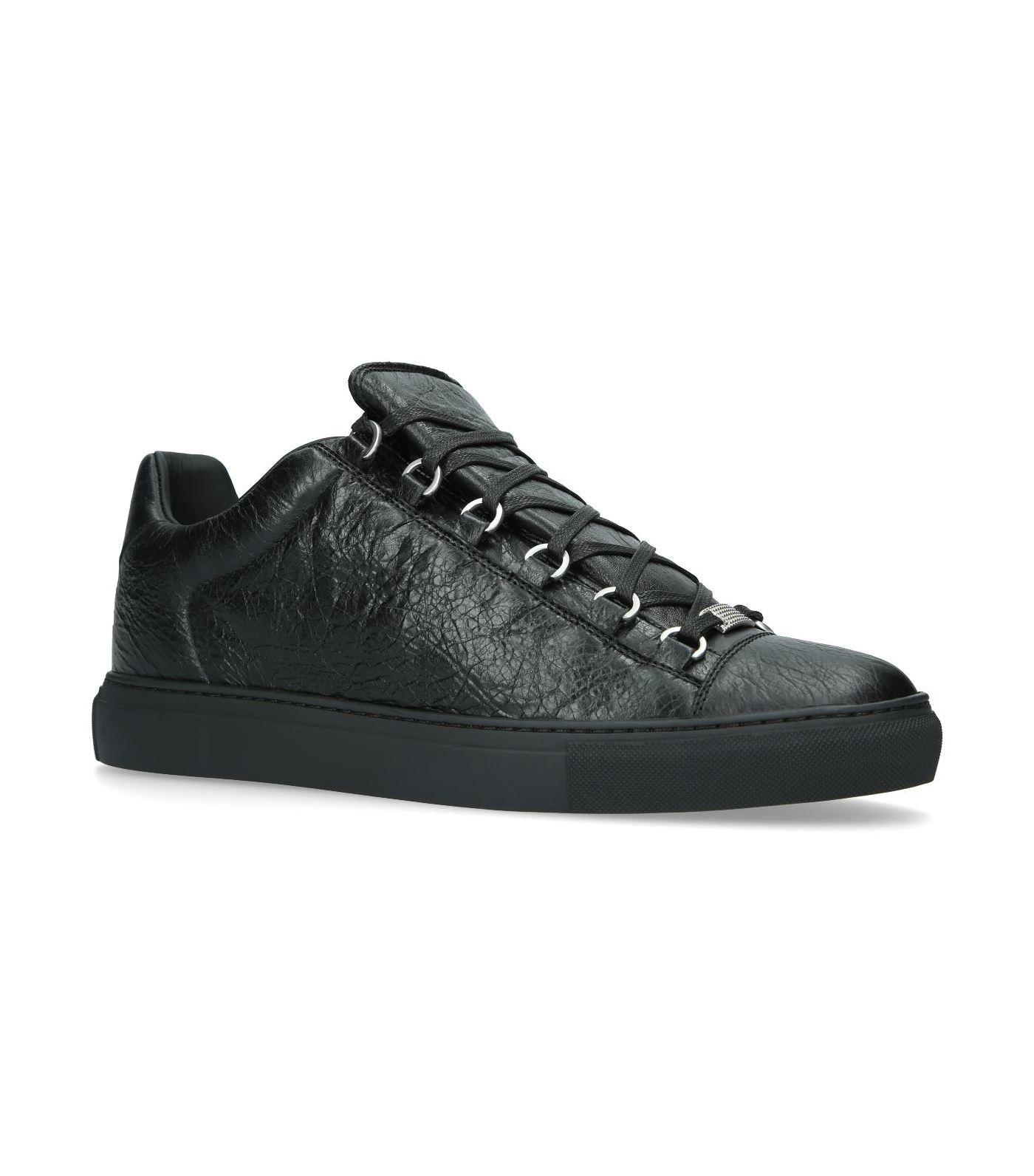 Balenciaga Leather Arena Low-top Sneakers in Black for Men - Lyst