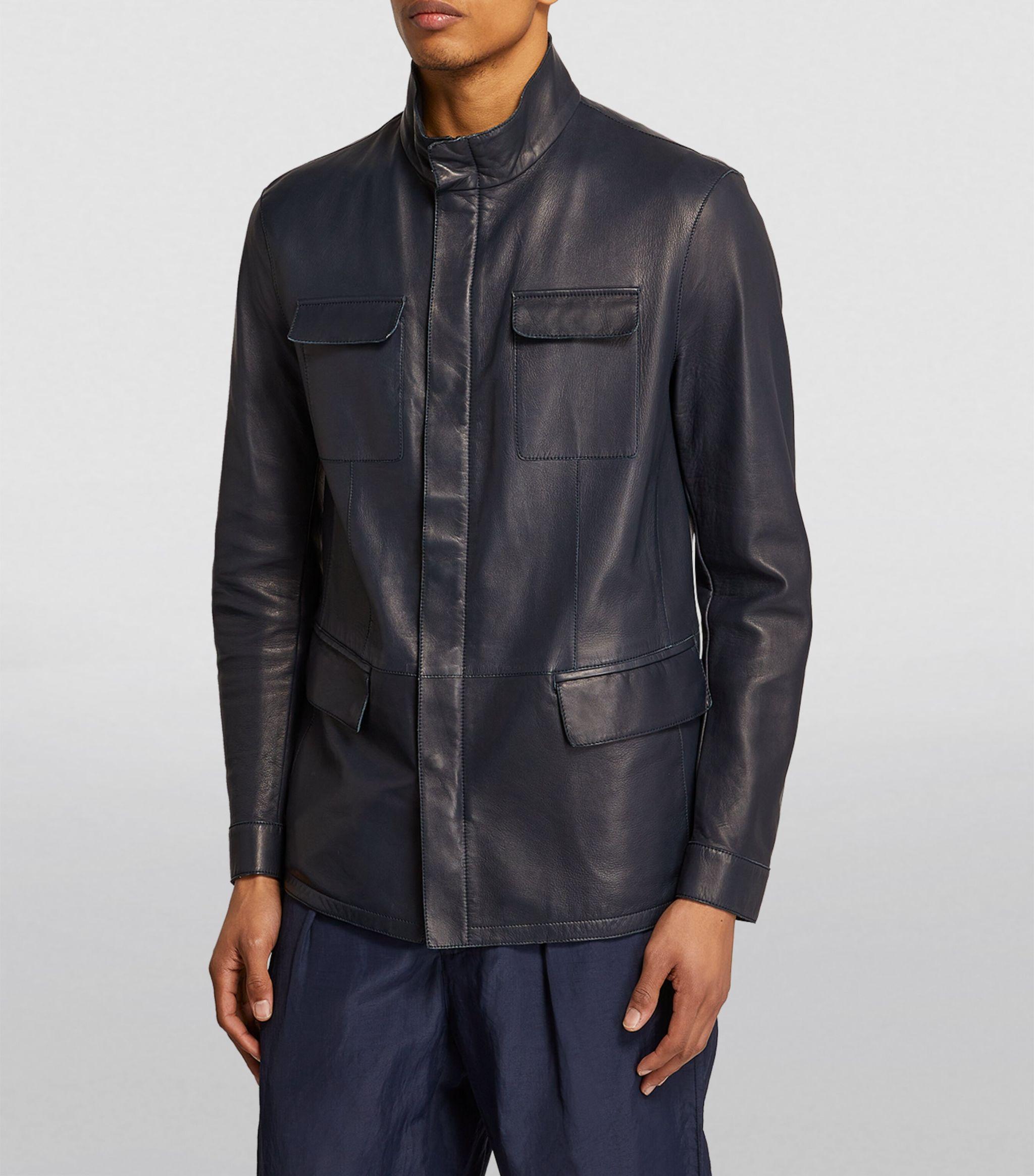 Giorgio armani leather jacket mens best sale