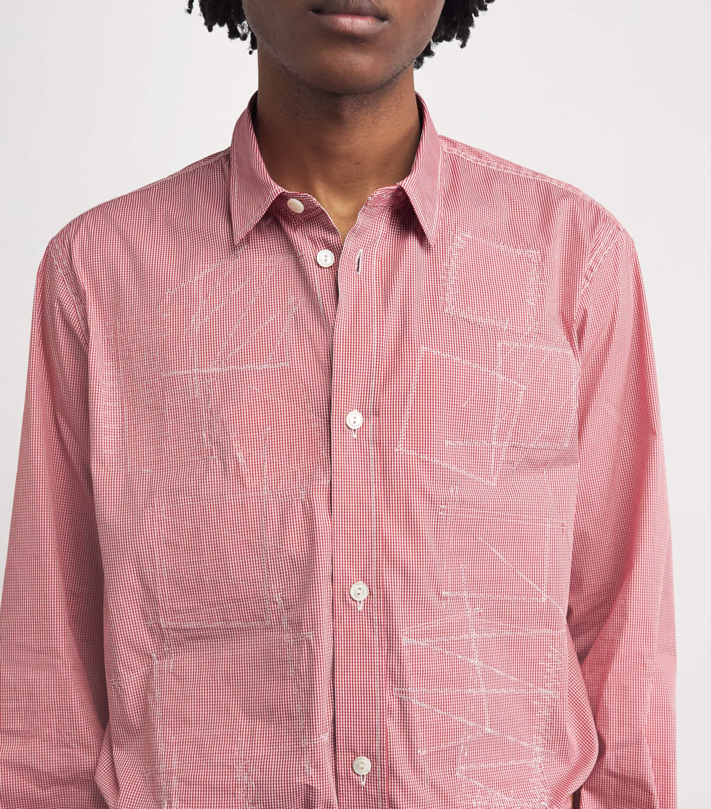 Junya Watanabe Gingham Stitched Shirt in Pink for Men | Lyst