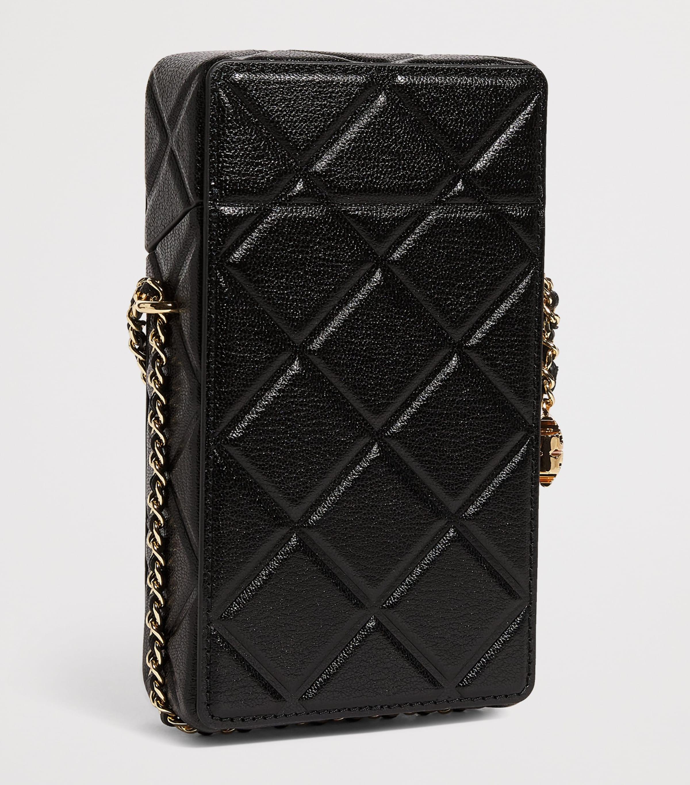 Tory Burch Leather Fleming Phone Cross-Body Bag in Black | Lyst