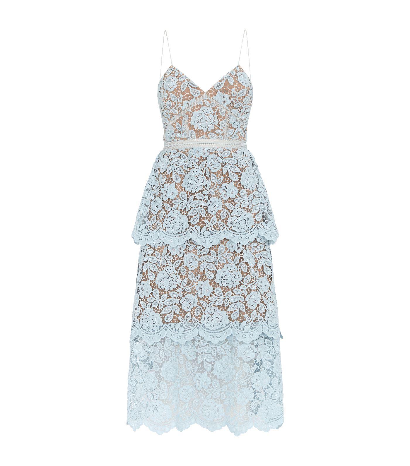 Blue flower lace dress sales