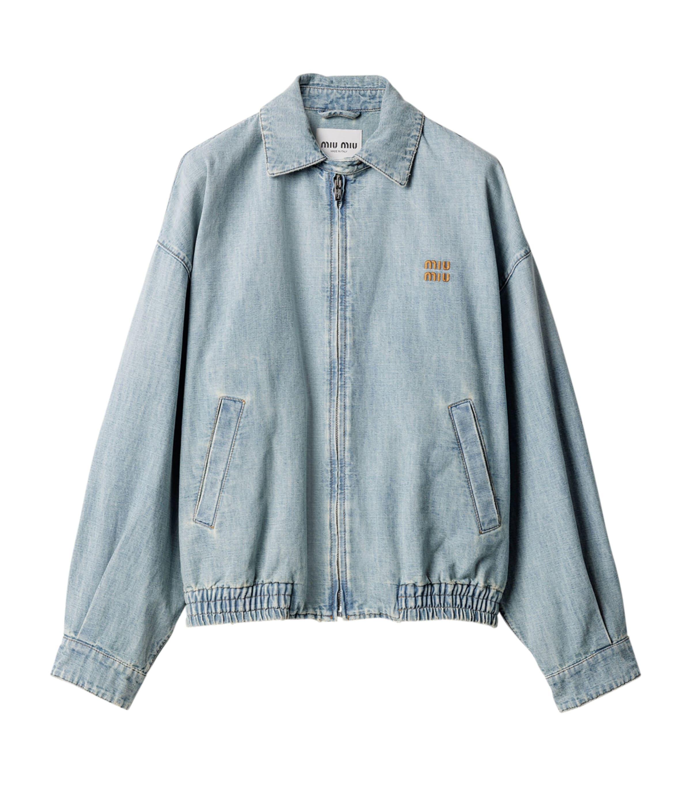 Miu Miu Chambray Denim Jacket in Blue | Lyst UK