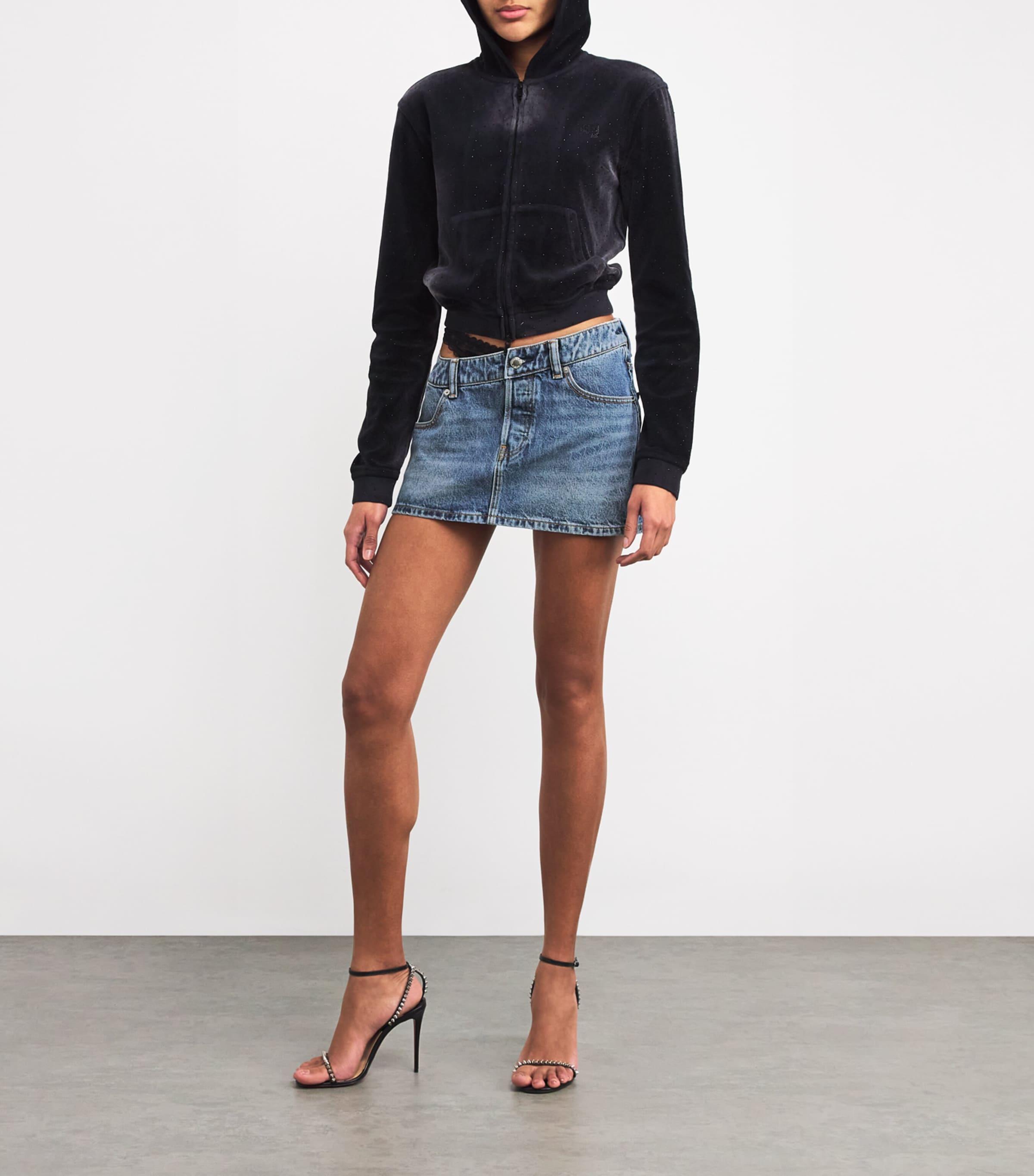 Alexander Wang Denim Asymmetric Thong Mini Skirt in Blue | Lyst