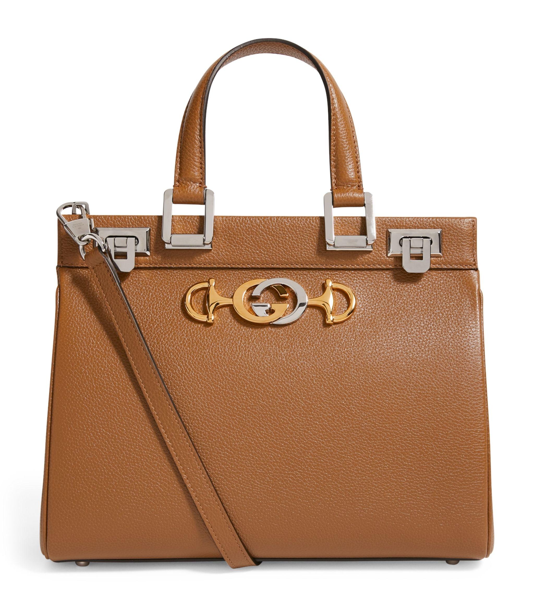 Gucci Small Leather Zumi Tophandle Bag in Brown Lyst