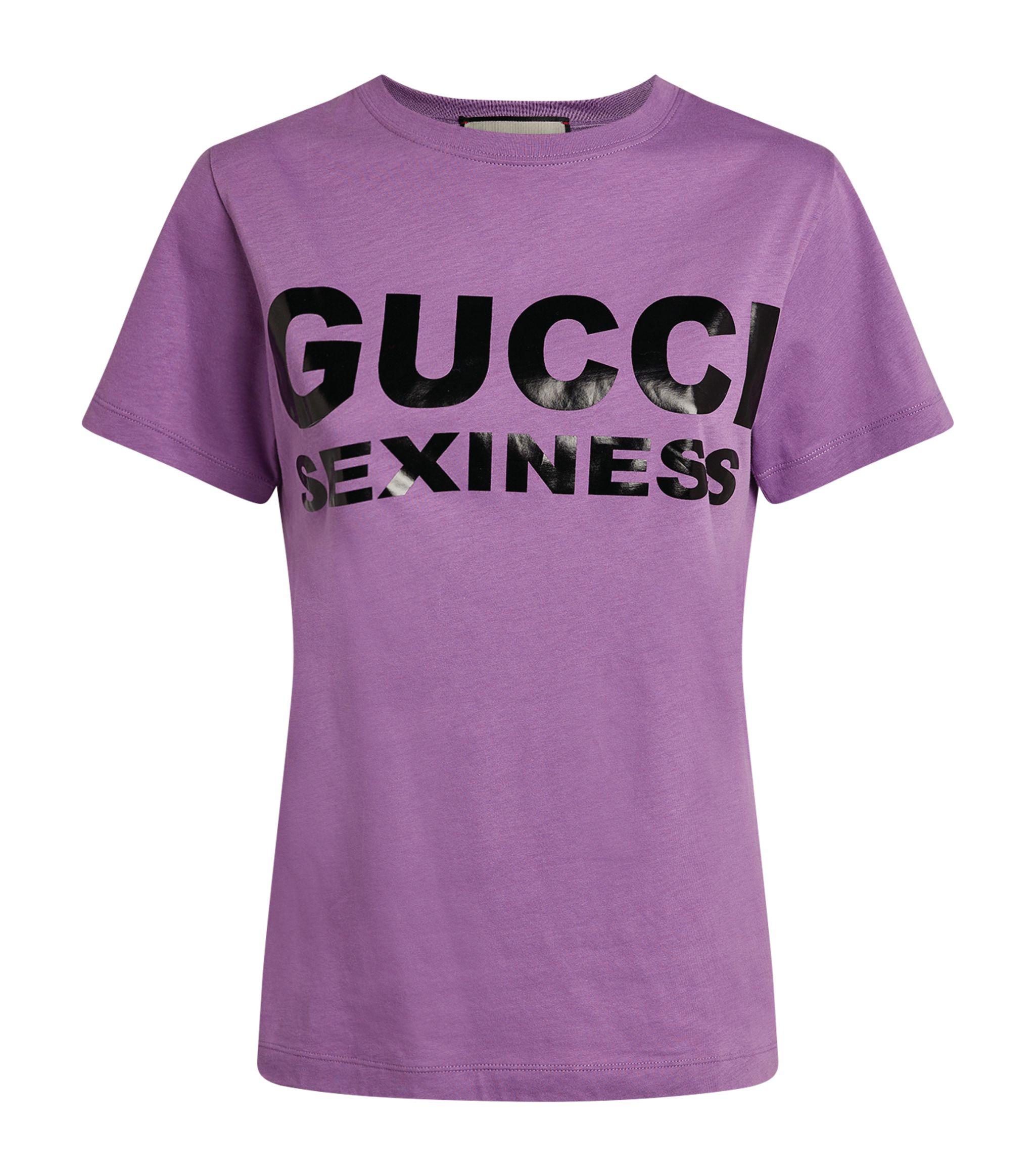 Gucci Leather Sexiness Slogan T-shirt in Purple - Lyst