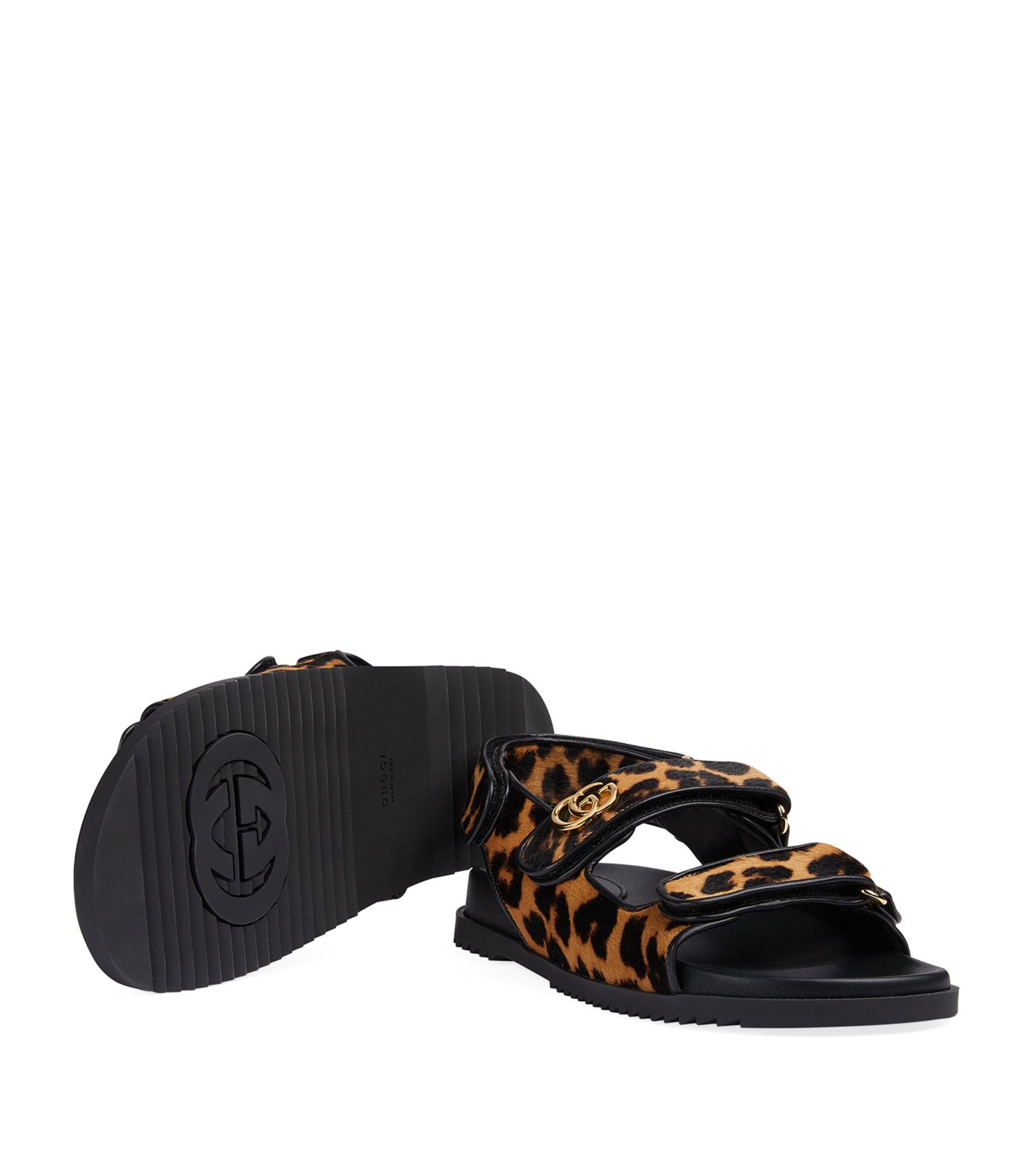Gucci Animal Print Double G Sandals in Black Lyst UK - Main Image