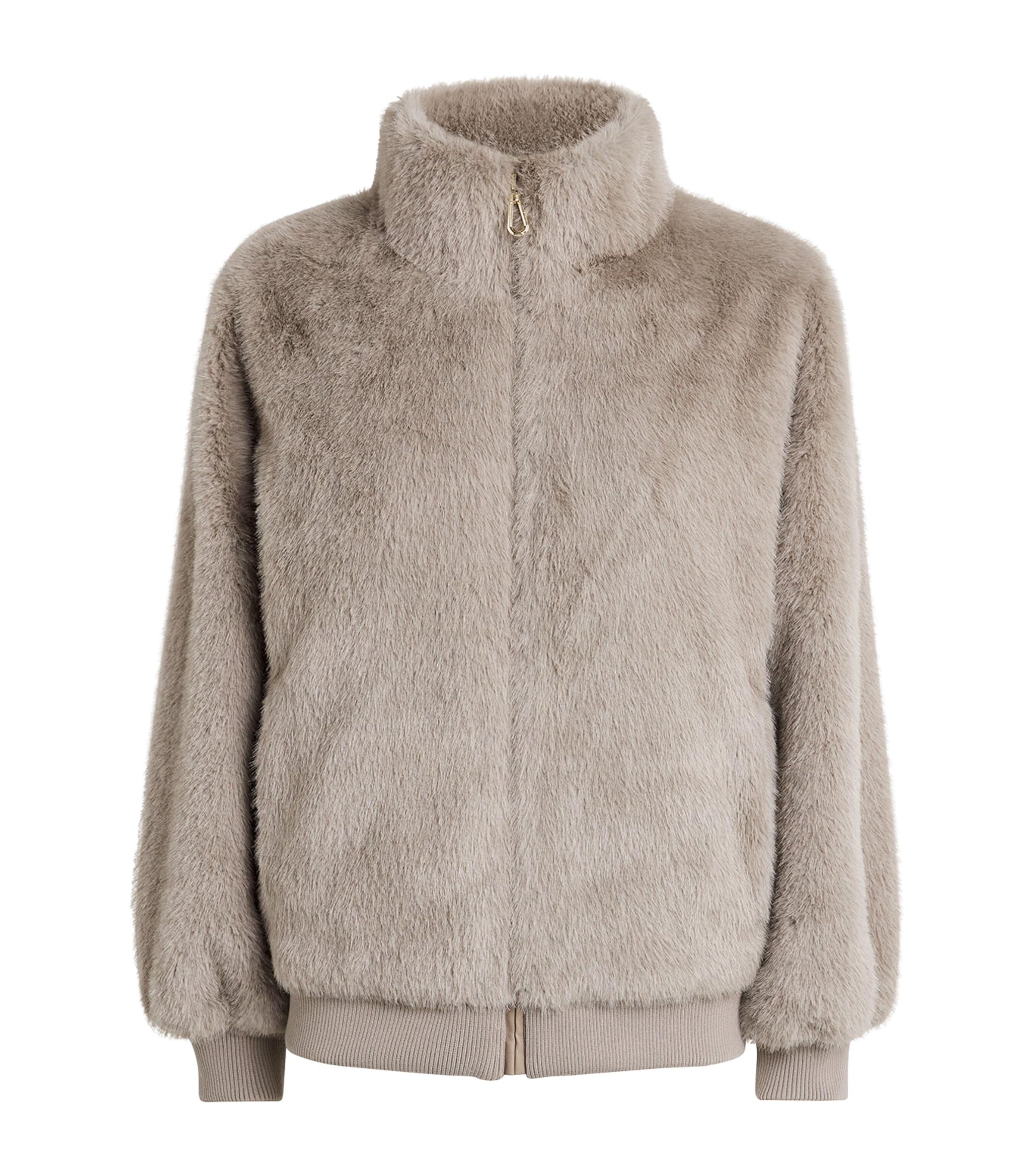Sandro Faux Fur Jacket in Brown | Lyst UK